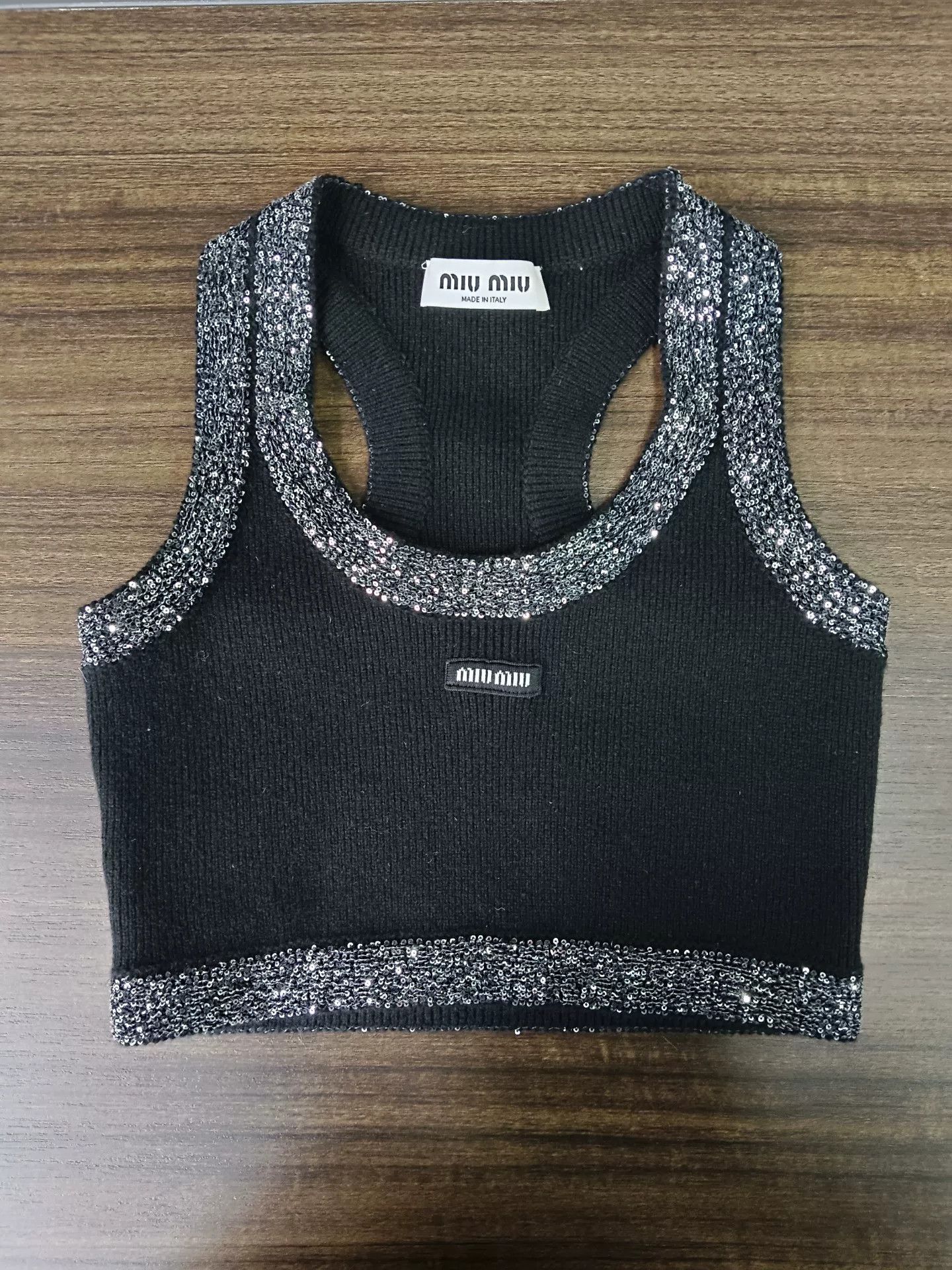 Miu Miu Miu Miu Sequin Trim Knit Crop Top Size 40 Size S / US 4 / IT 40 - 2 Thumbnail