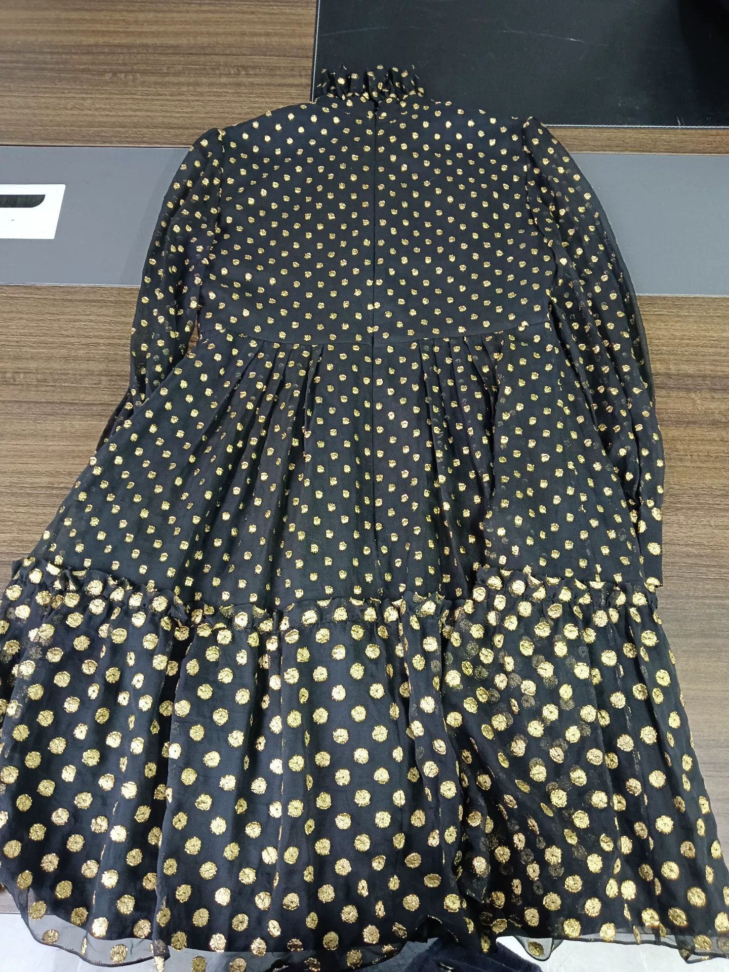 Celine CELINE Gold Polka Dot Tiered Dress 36 Size XS / US 0-2 / IT 36-38 - 3 Thumbnail