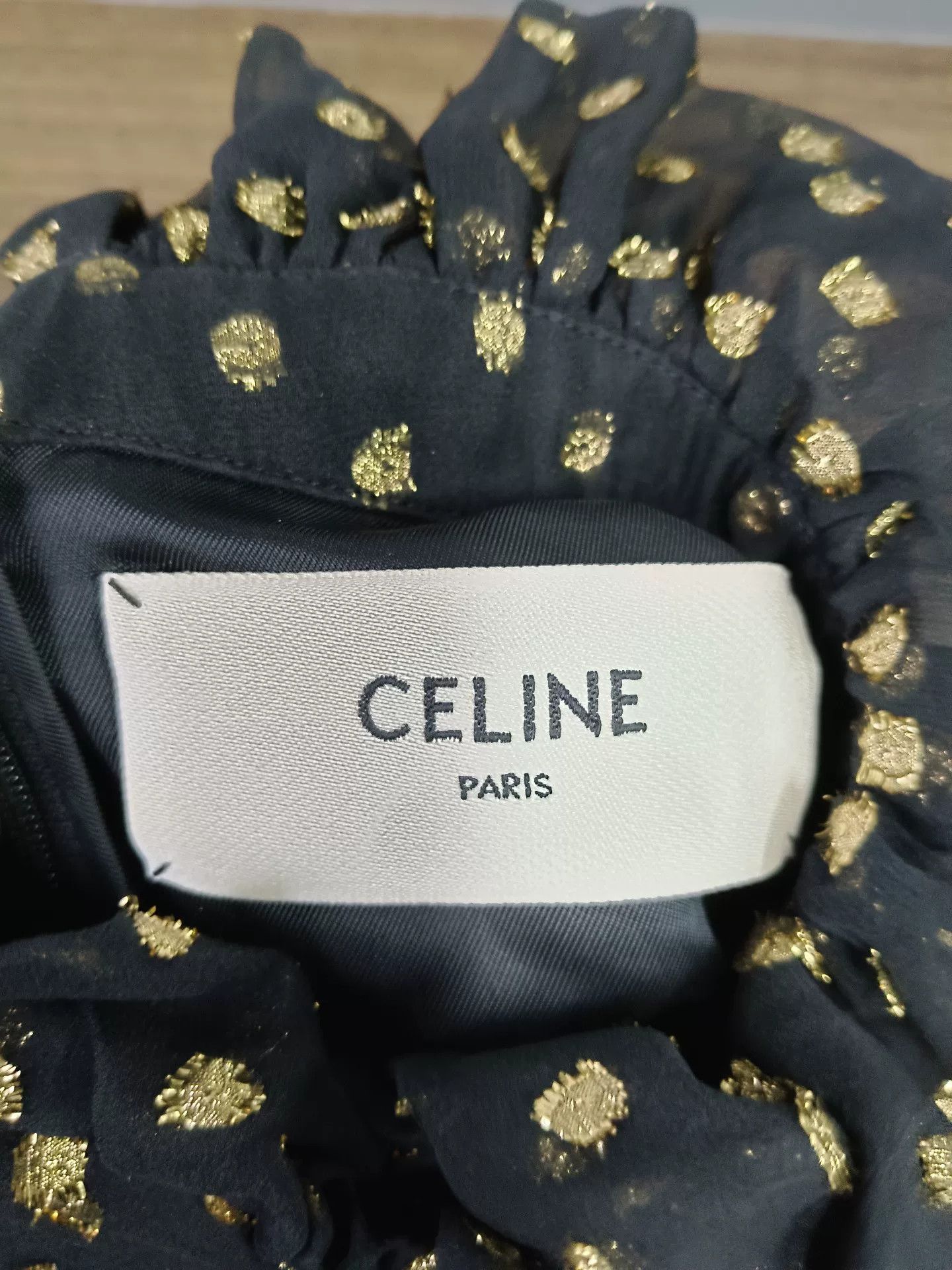 Celine CELINE Gold Polka Dot Tiered Dress 36 Size XS / US 0-2 / IT 36-38 - 5 Thumbnail