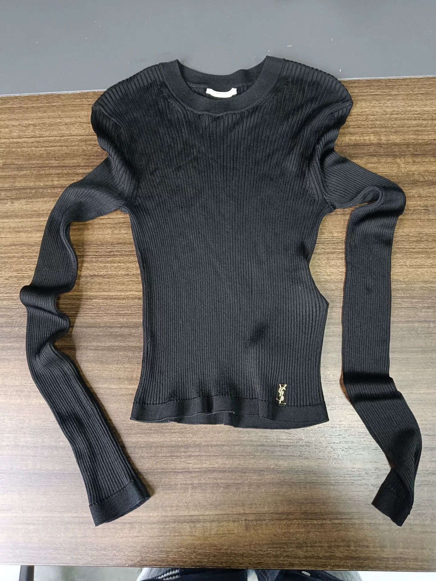 Saint Laurent Paris Saint Laurent Ribbed Knit Logo Sweater Size M Size M / US 6-8 / IT 42-44 - 2 Thumbnail
