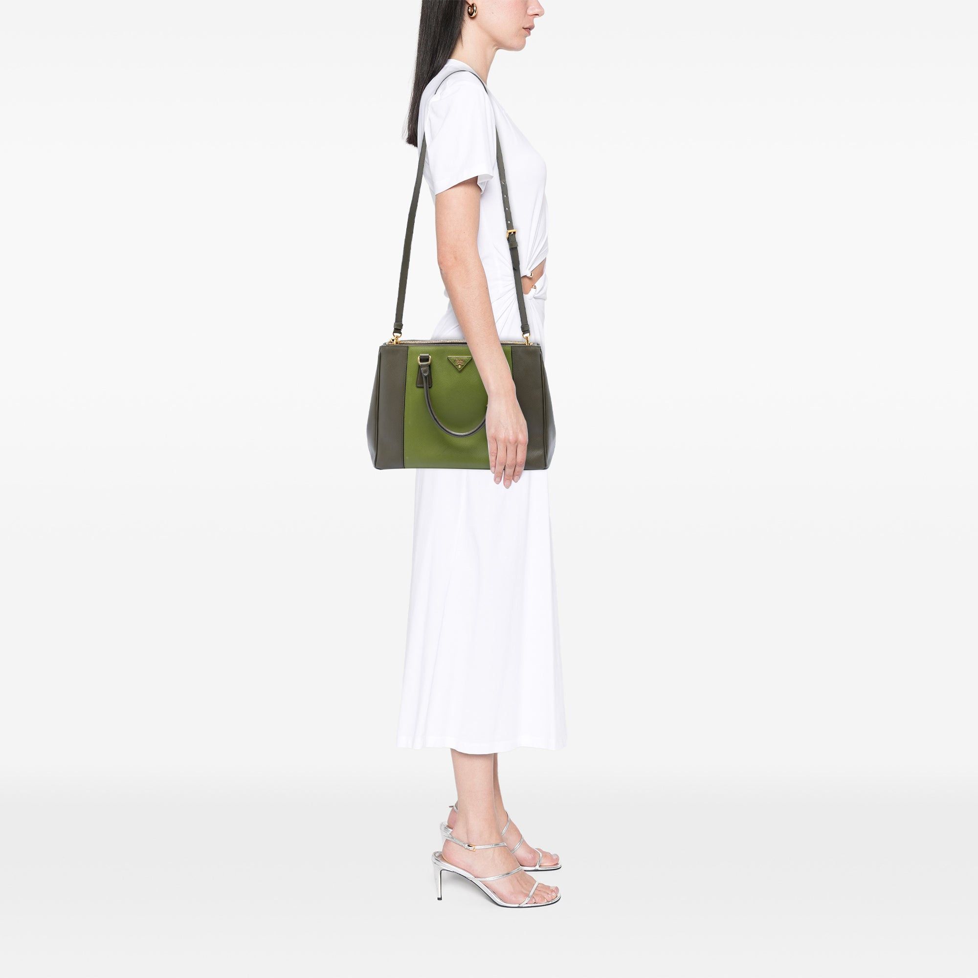 Prada Medium Bicolor Saffiano Lux Galleria Double Zip Satchel Size ONE SIZE - 7 Thumbnail
