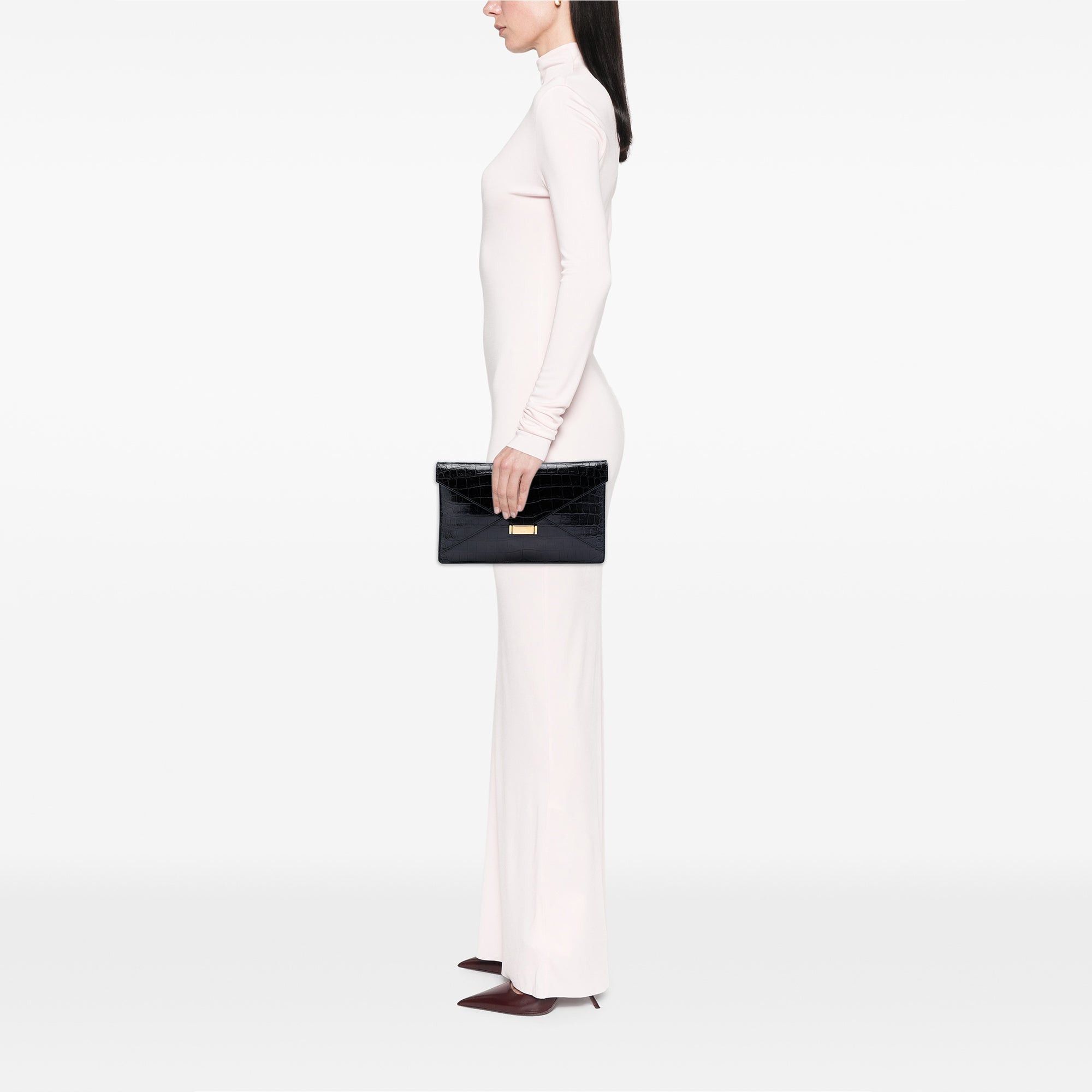 Celine Croc Embossed Leather Envelope Clutch Size ONE SIZE - 7 Thumbnail