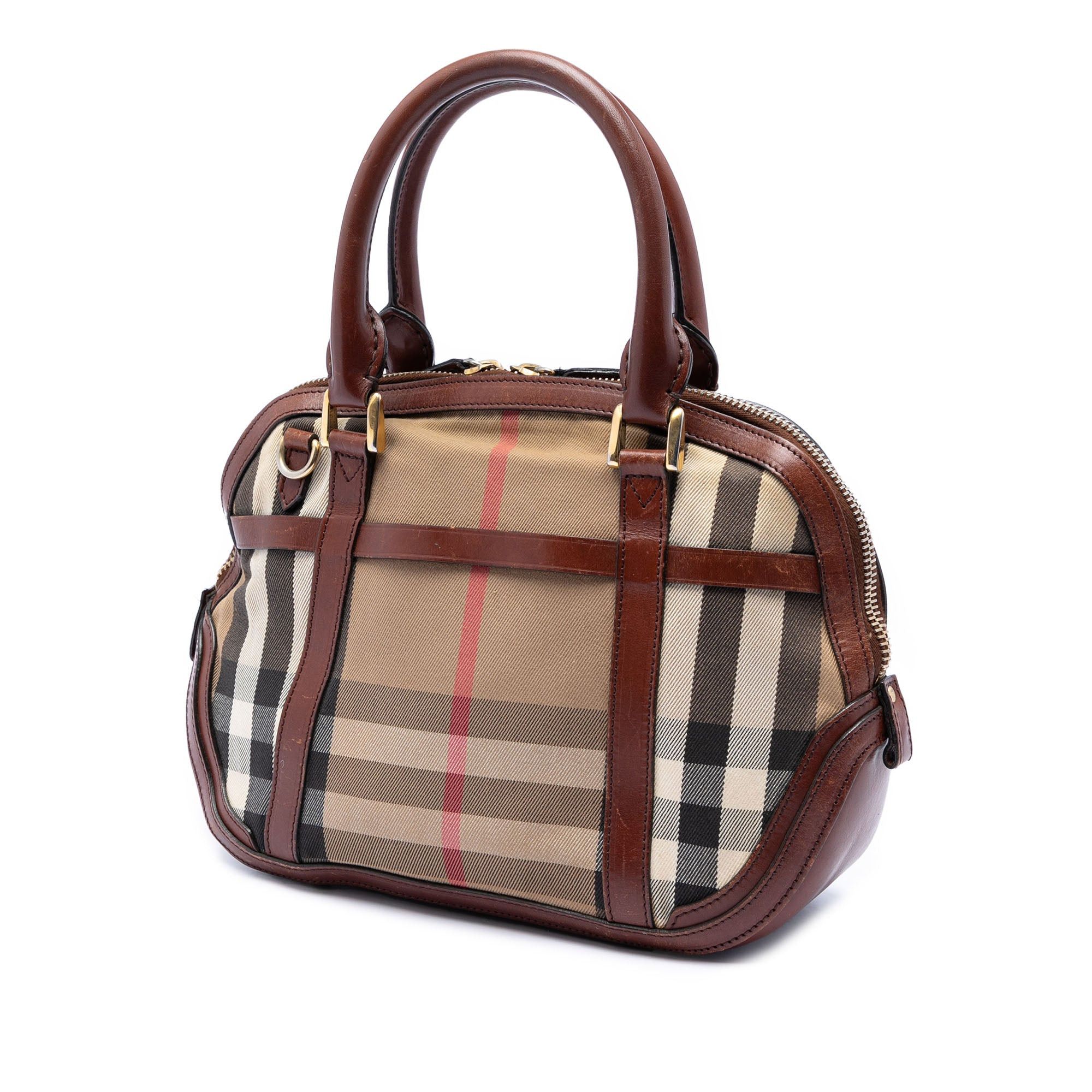 Burberry Small Leather Trimmed House Check Canvas Bridle Orchard Satchel Size ONE SIZE - 2 Thumbnail