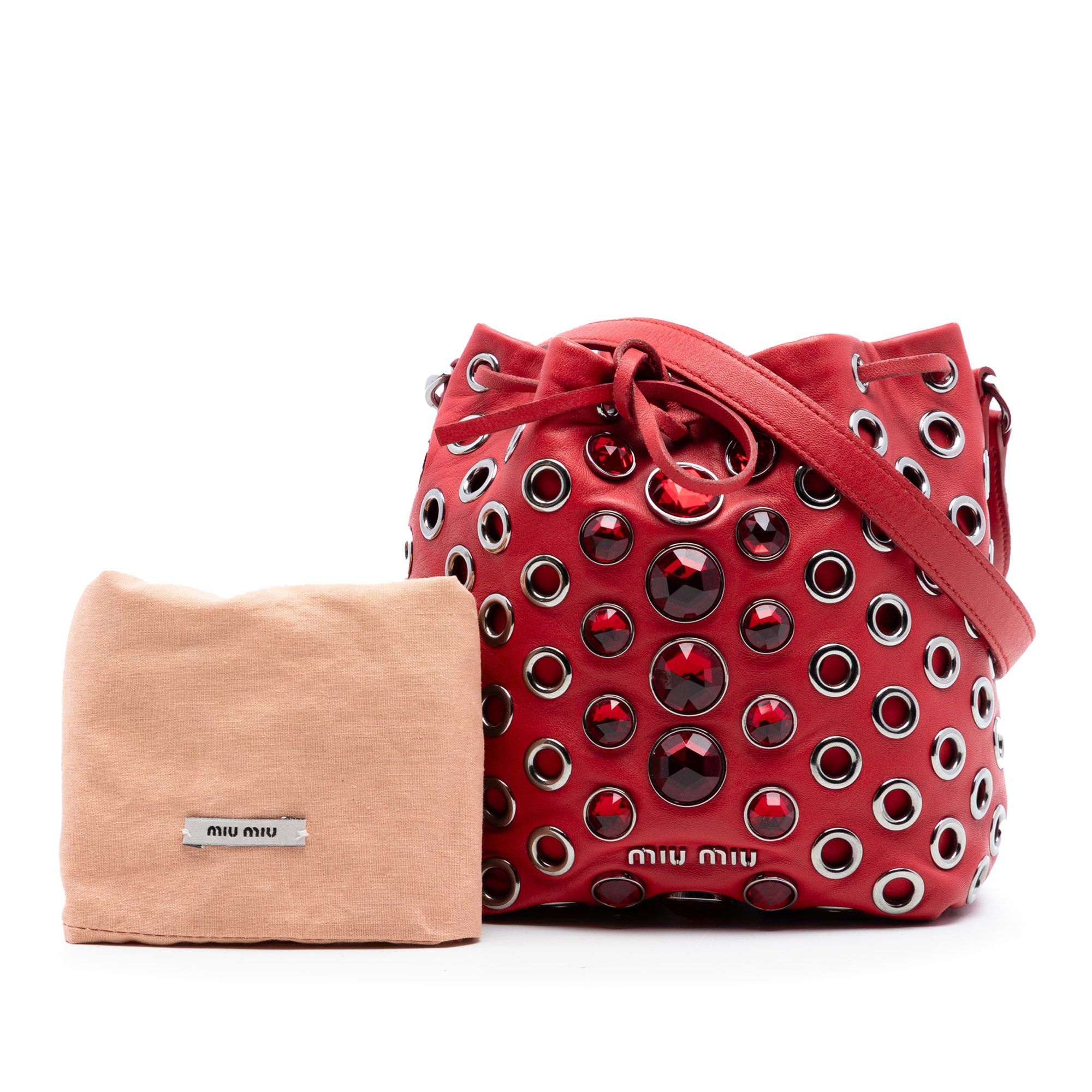 Miu Miu Jeweled Nappa Grommet Starlight Bucket Bag Size ONE SIZE - 7 Thumbnail