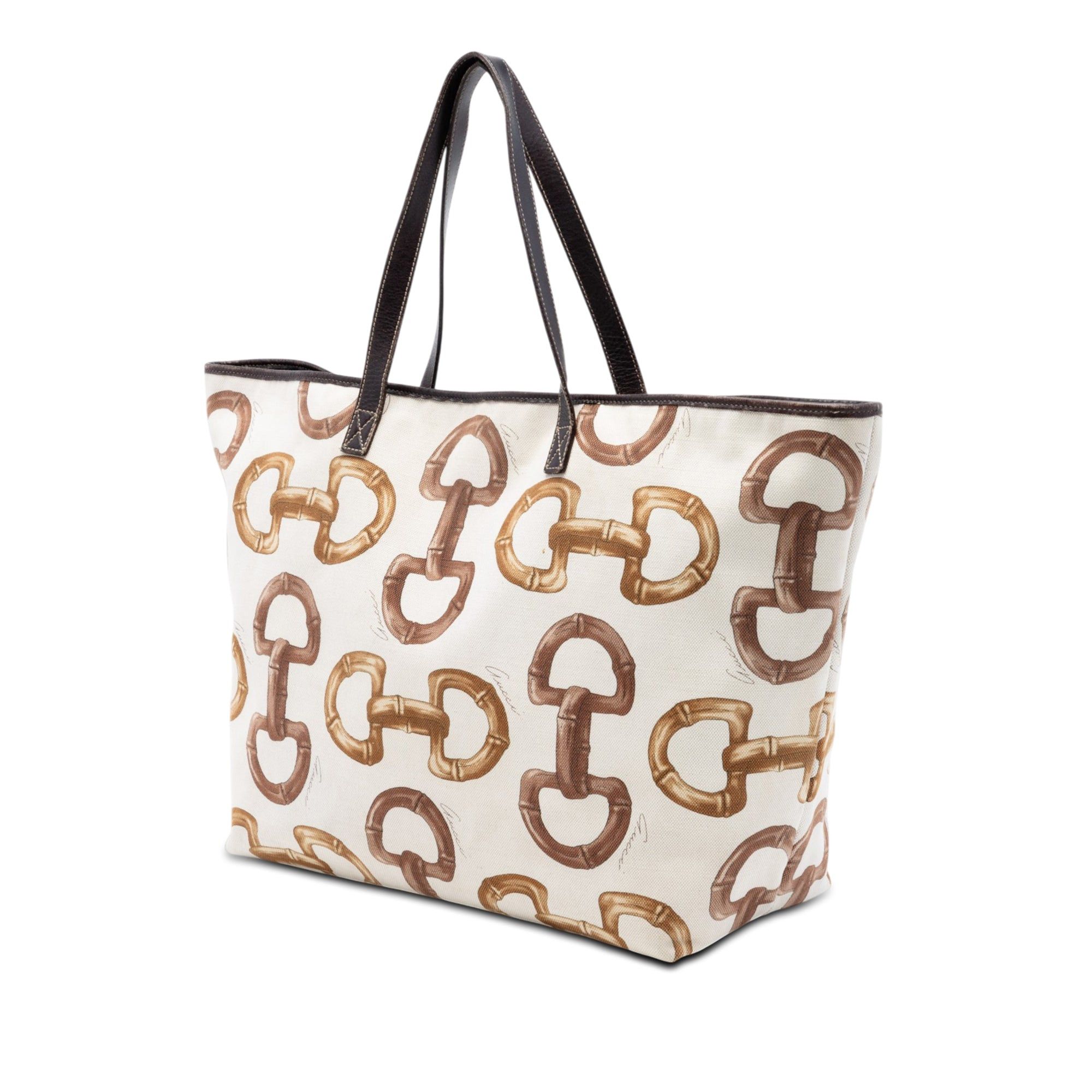 Gucci Printed Canvas Bamboo Horsebit Tote Size ONE SIZE - 2 Thumbnail