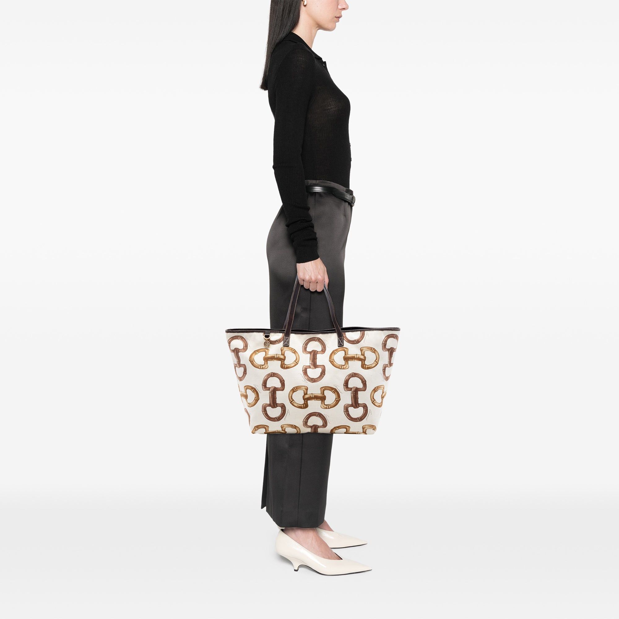 Gucci Printed Canvas Bamboo Horsebit Tote Size ONE SIZE - 7 Thumbnail