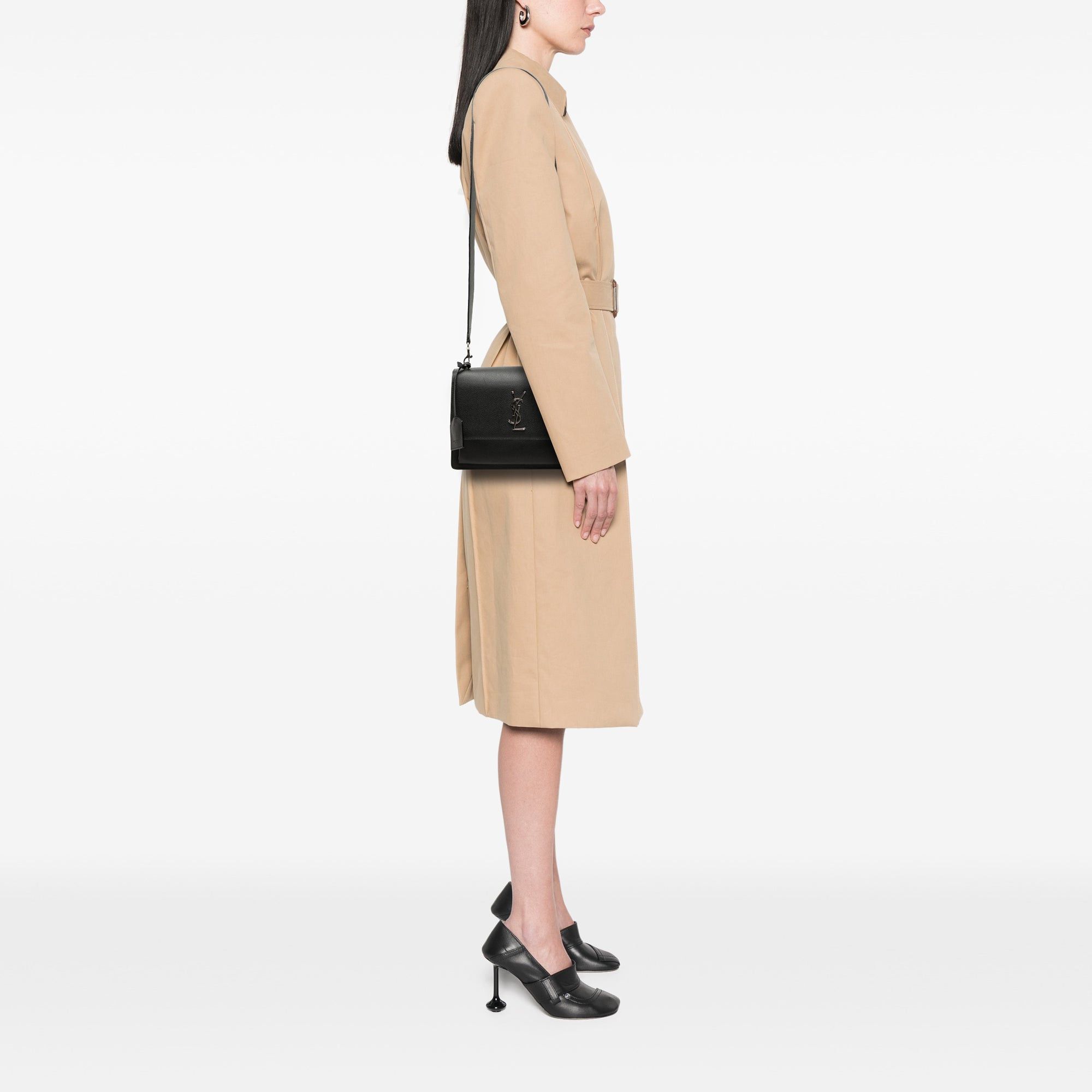 Saint Laurent Paris Medium Grained Calfskin Monogram Sunset Crossbody Size ONE SIZE - 7 Thumbnail