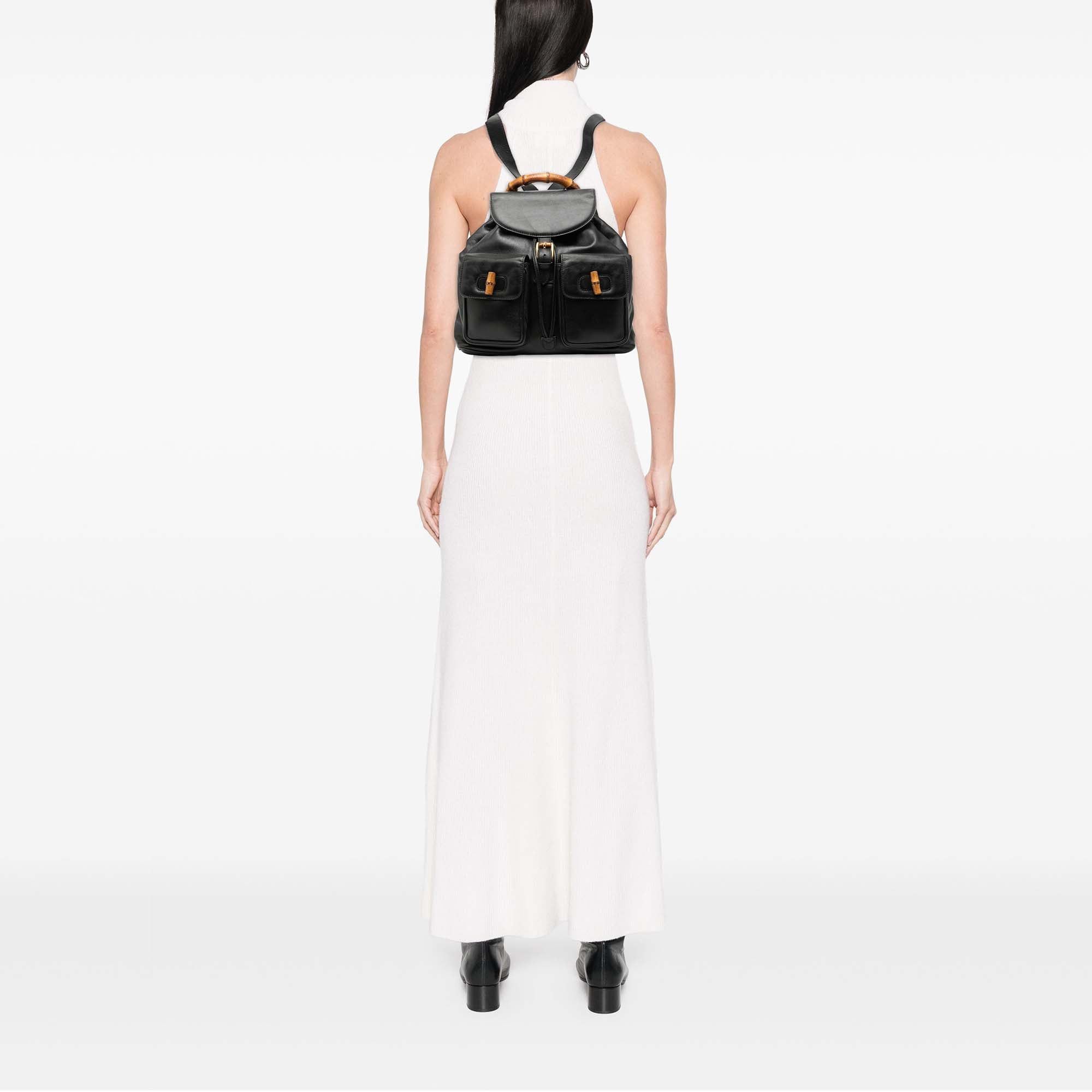 Gucci Calfskin Bamboo Drawstring Backpack Size ONE SIZE - 7 Thumbnail