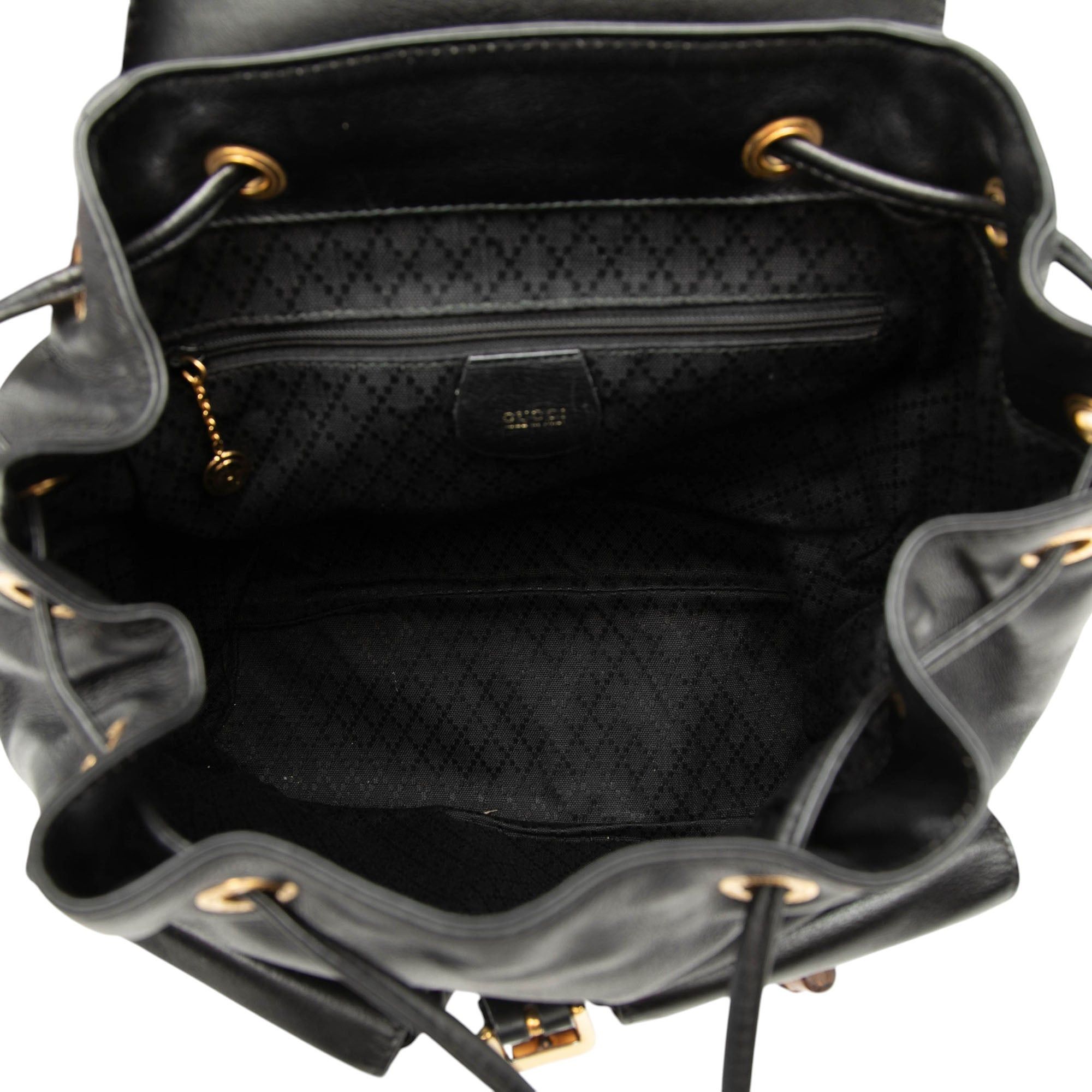 Gucci Calfskin Bamboo Drawstring Backpack Size ONE SIZE - 4 Thumbnail