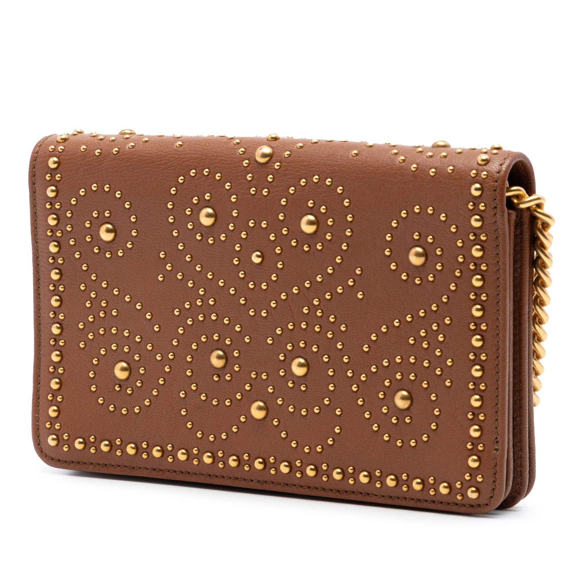 Miu Miu Studded Goatskin Madras Lux Wallet On Chain Size ONE SIZE - 2 Thumbnail