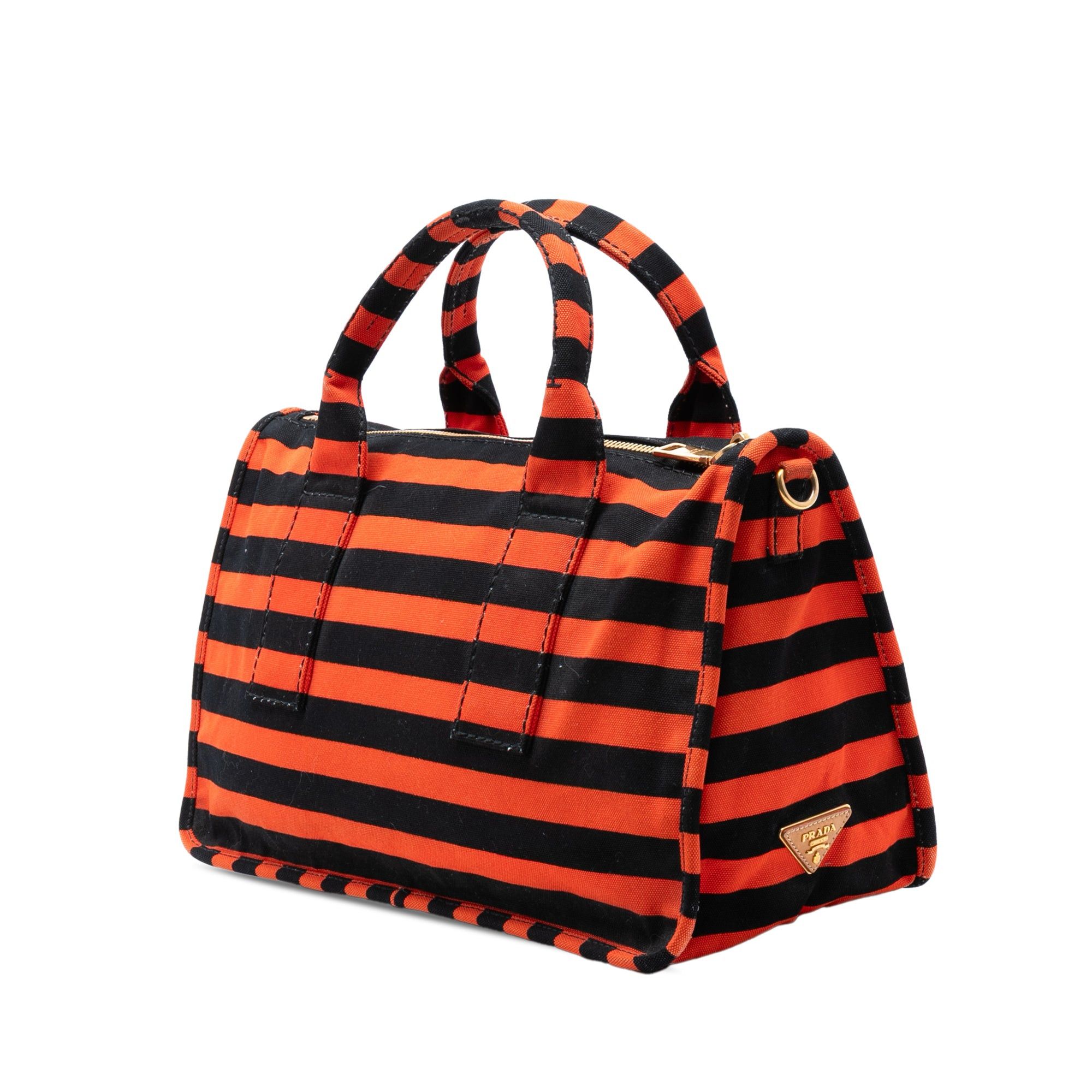Prada Large Canvas Canapa Righe Striped Satchel Size ONE SIZE - 2 Thumbnail