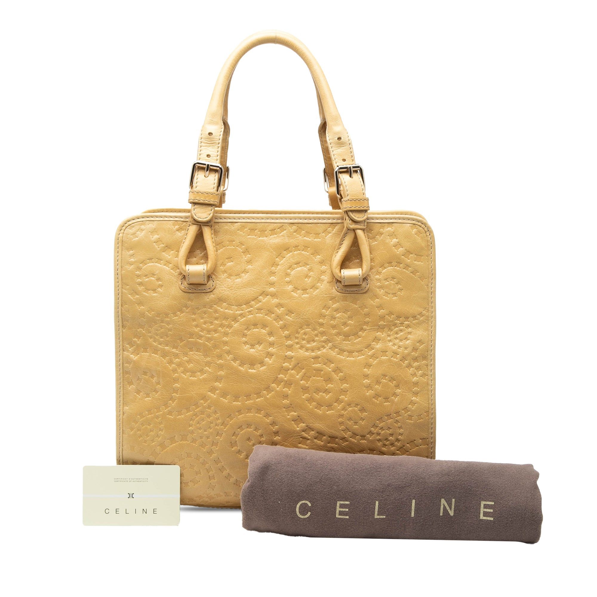 Celine Spiraling Macadam Embossed Leather Top Handle Bag Size ONE SIZE - 8 Thumbnail