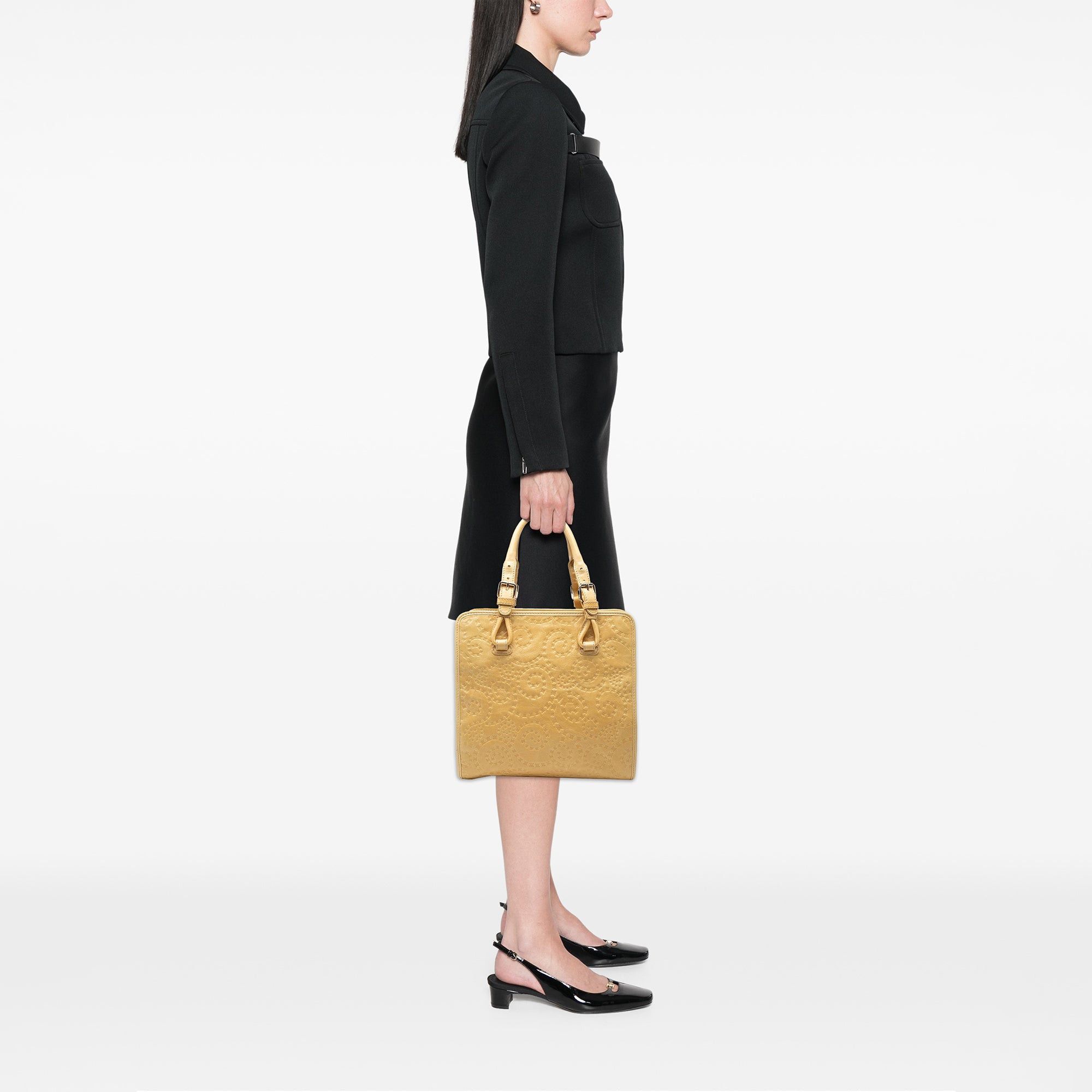 Celine Spiraling Macadam Embossed Leather Top Handle Bag Size ONE SIZE - 7 Thumbnail