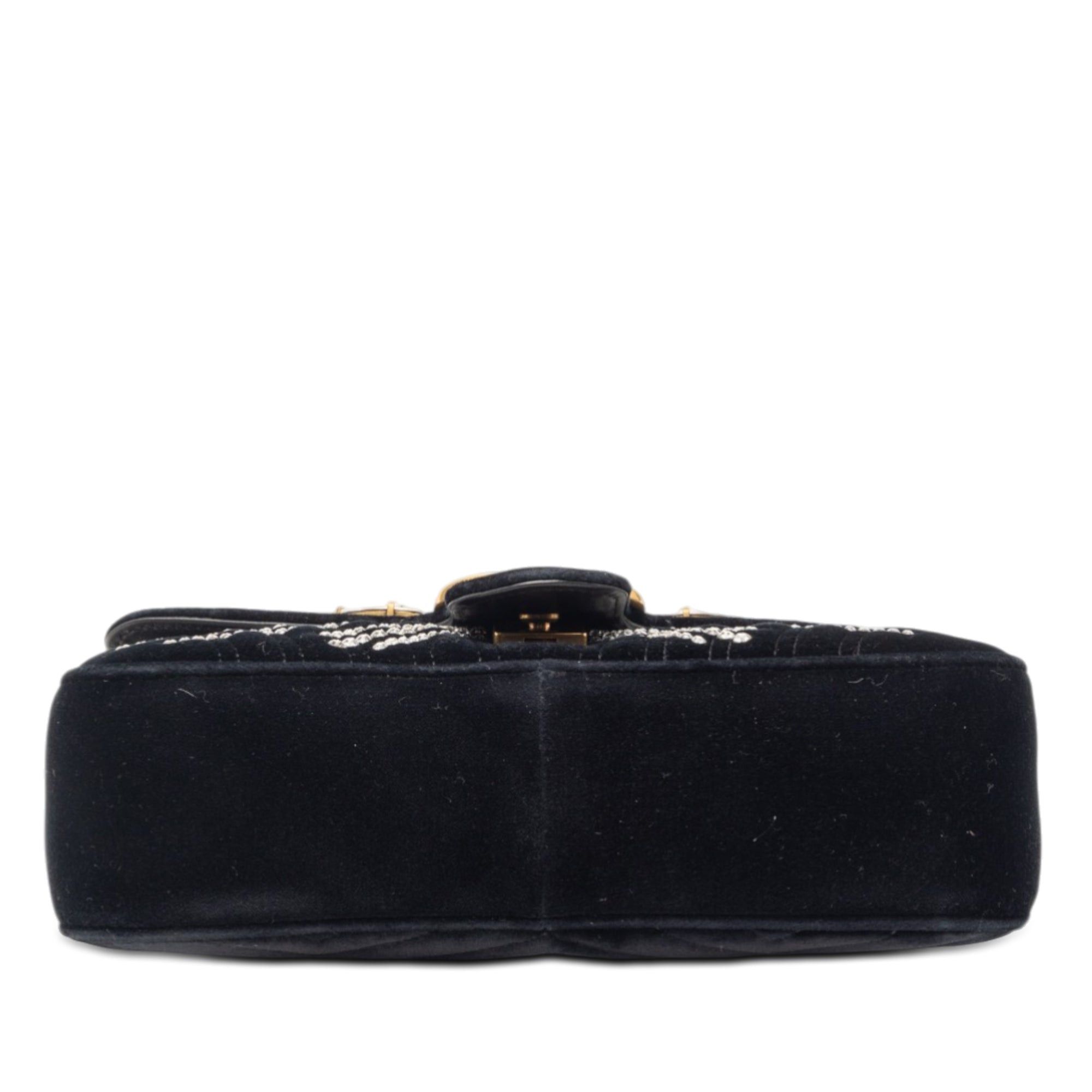 Gucci Medium GG Marmont Matelasse Velvet Crystal Embellished Shoulder Bag Size ONE SIZE - 3 Thumbnail