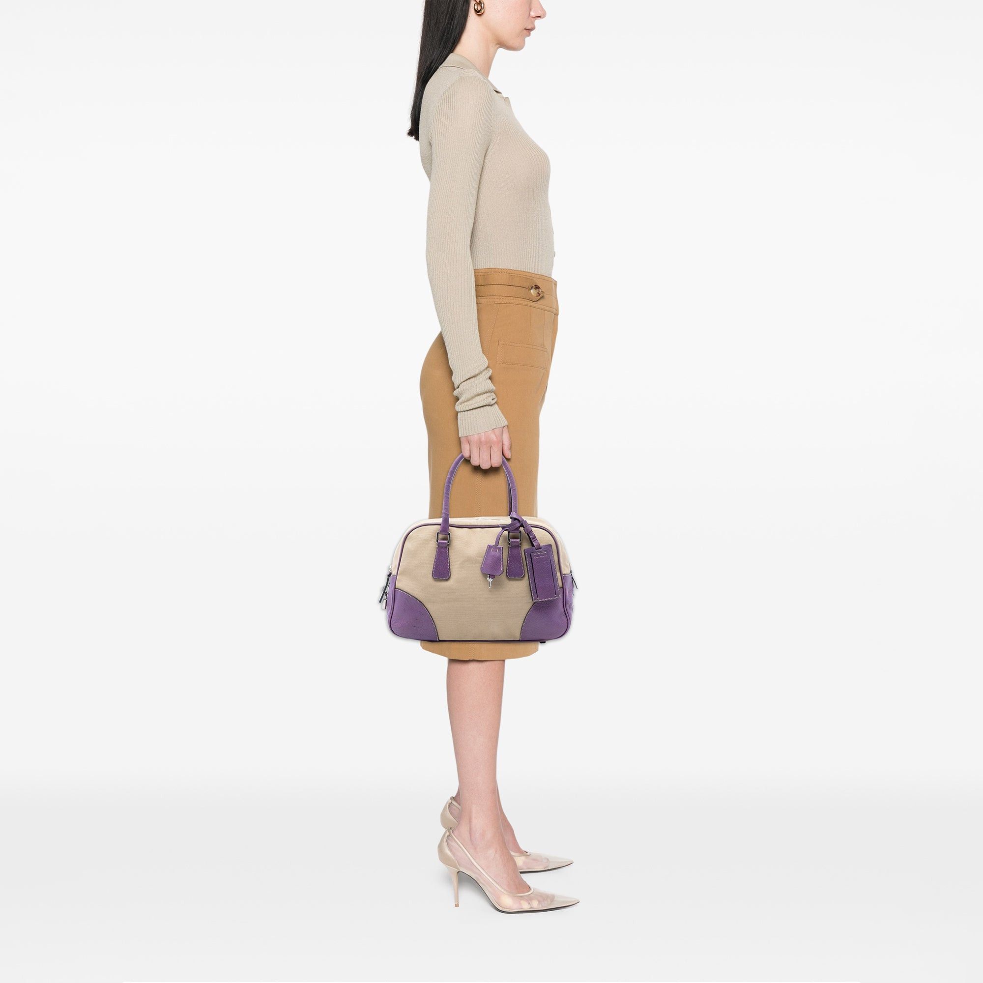 Prada Cinghiale Trimmed Canvas Canapa Bauletto Bag Size ONE SIZE - 7 Thumbnail