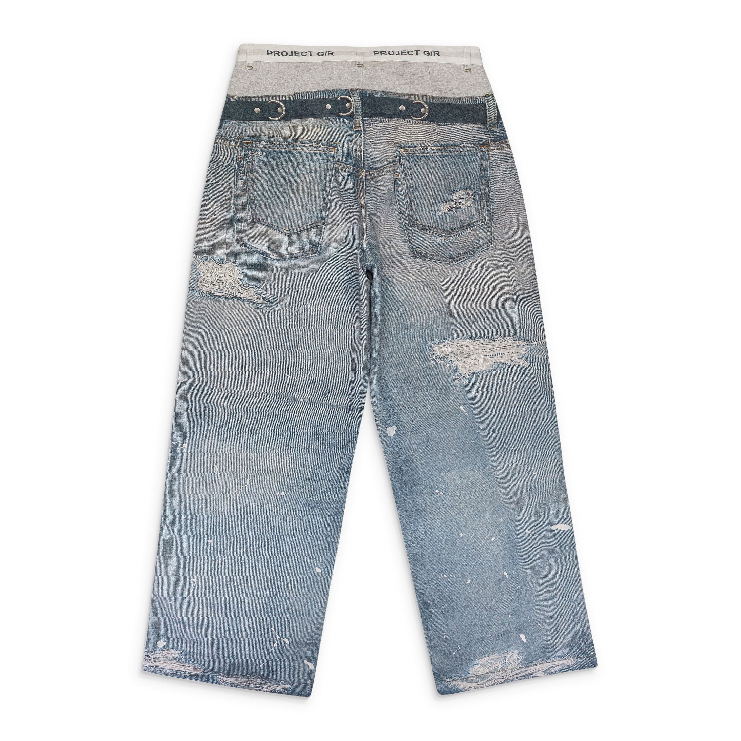 PROJECT G/R BLUE TROMPE-L'ŒIL DENIM JEANS SIZE XL Size US 36 / EU 52 - 2 Thumbnail