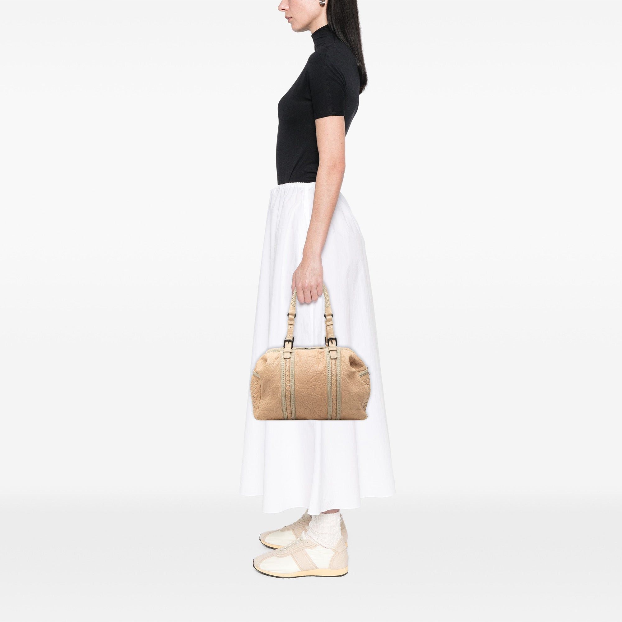 Bottega Veneta Intrecciato Trimmed Pebbled Lambskin Top Handle Bag Size ONE SIZE - 7 Thumbnail