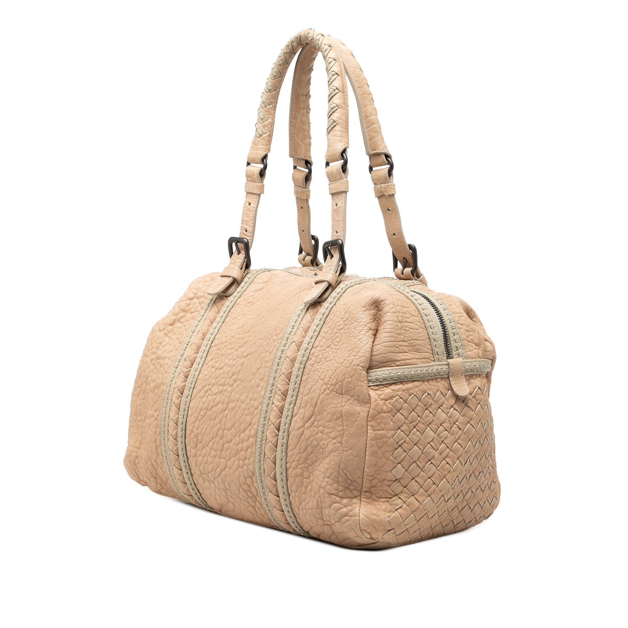 Bottega Veneta Intrecciato Trimmed Pebbled Lambskin Top Handle Bag Size ONE SIZE - 2 Thumbnail