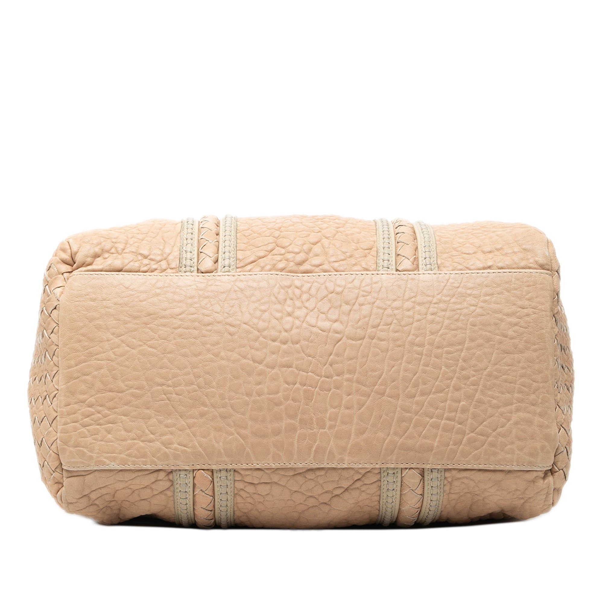 Bottega Veneta Intrecciato Trimmed Pebbled Lambskin Top Handle Bag Size ONE SIZE - 3 Thumbnail