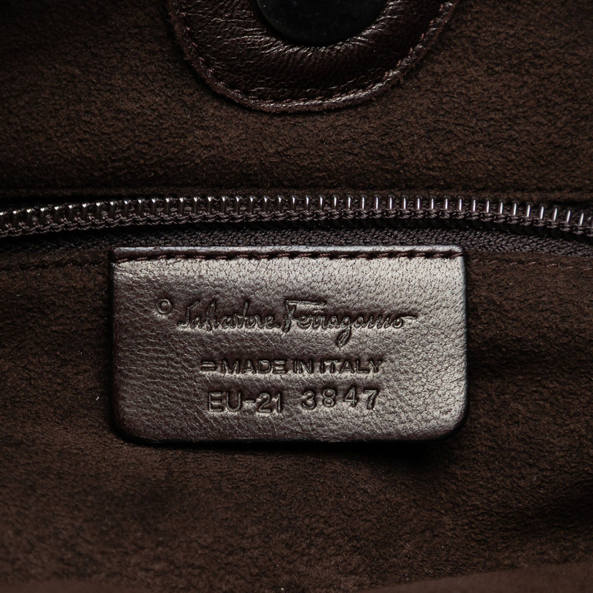 Salvatore Ferragamo Chevron Calfskin and Studded Suede Hobo Size ONE SIZE - 5 Thumbnail