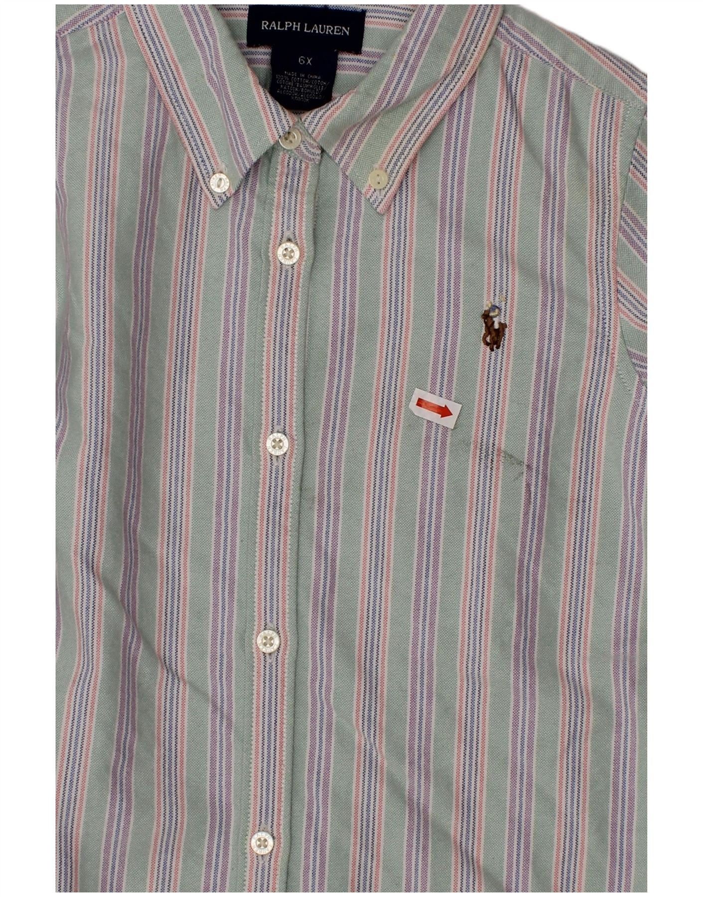 Ralph Lauren Boys Flannel Shirt 5-6 Years Green Striped Cotton Size XS / US 0-2 / IT 36-38 - 3 Thumbnail