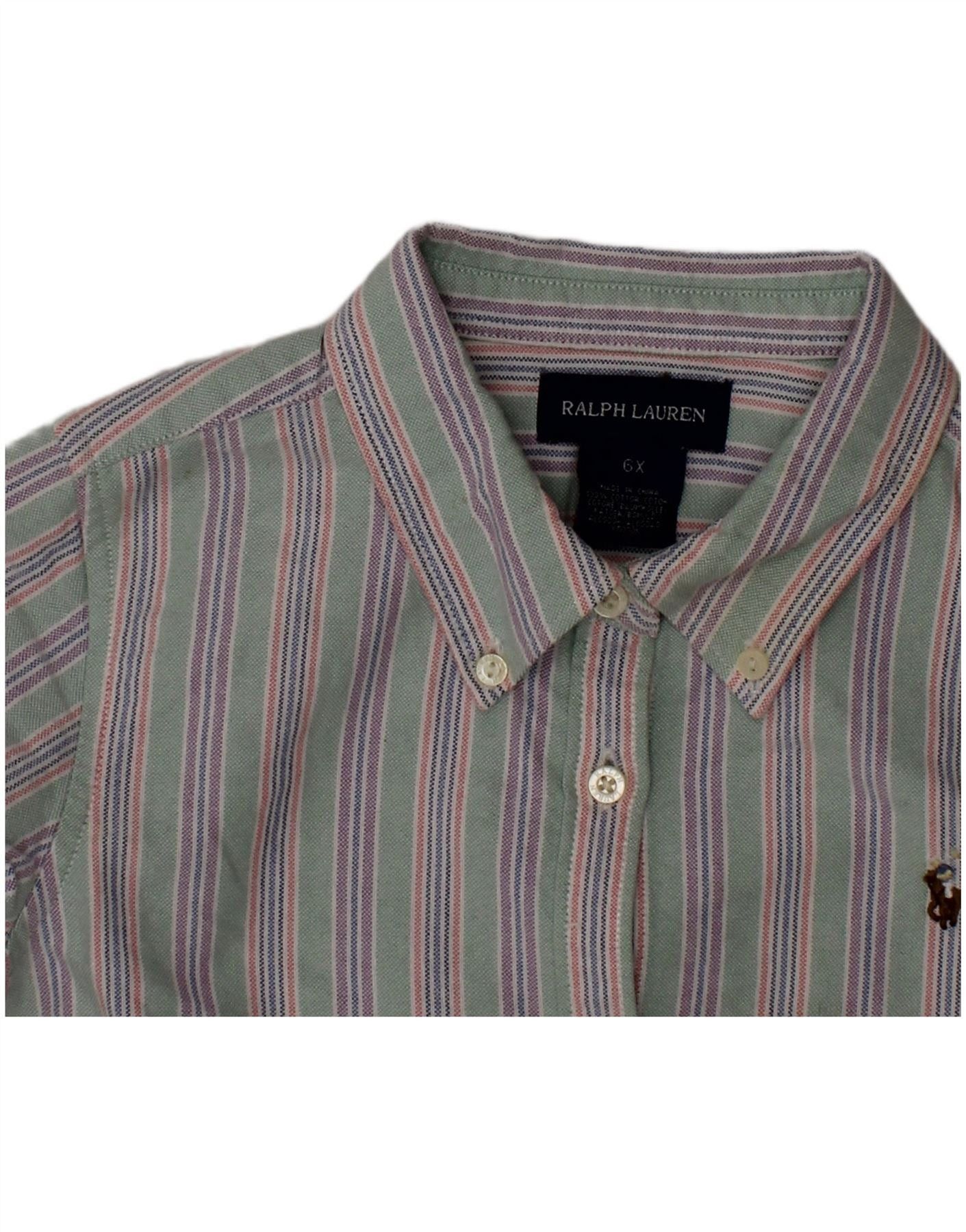 Ralph Lauren Boys Flannel Shirt 5-6 Years Green Striped Cotton Size XS / US 0-2 / IT 36-38 - 4 Thumbnail