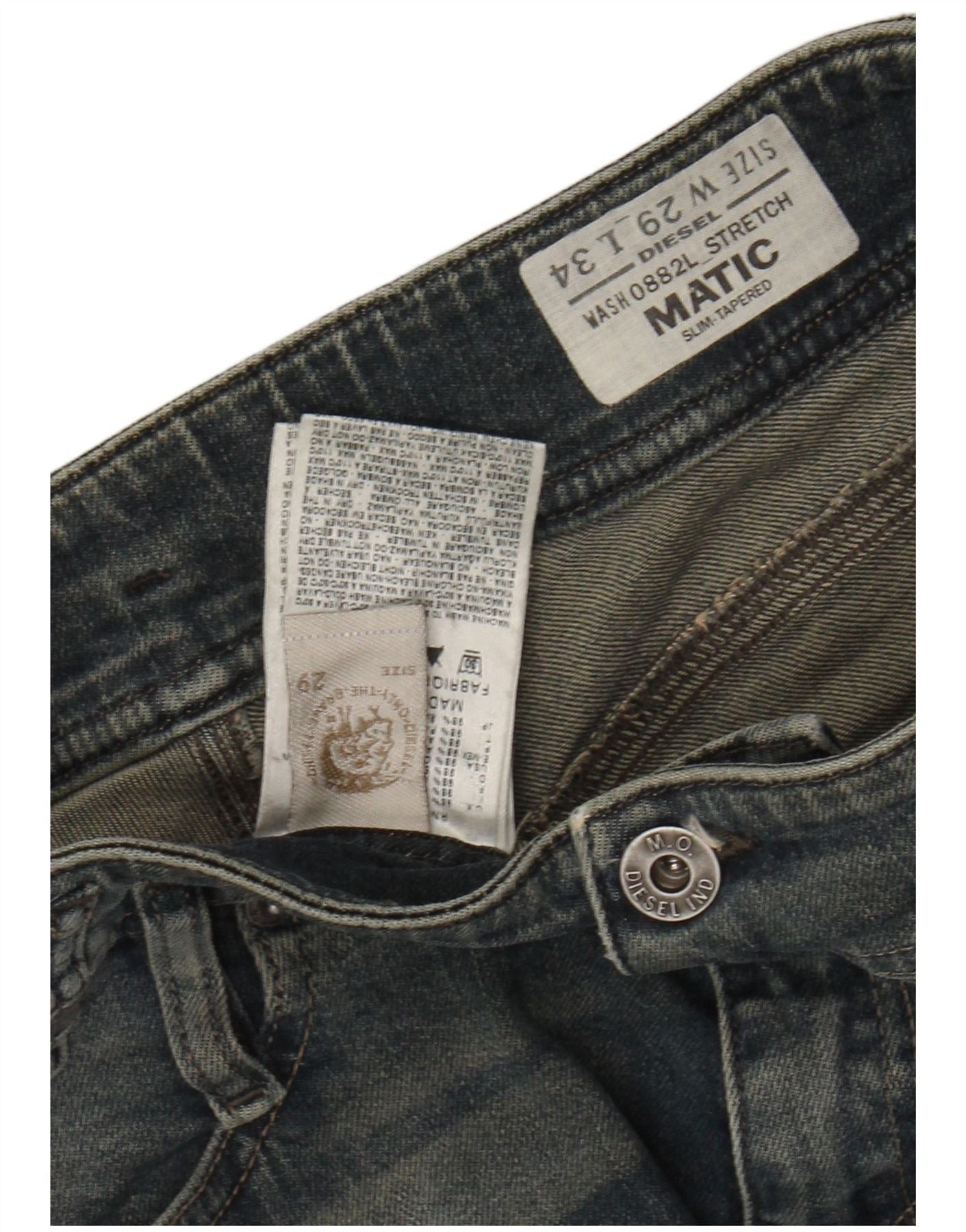 Diesel Womens Matic Acid Wash Slim Tapered Jeans W29 L29 Blue Cotto Size 29" - 3 Thumbnail