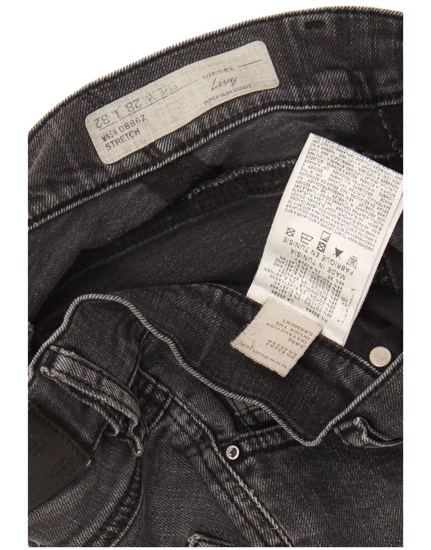 Diesel Womens Livy Super Slim Skinny Jeans W28 L32 Grey Cotton Size 42" / US 20 - 3 Thumbnail