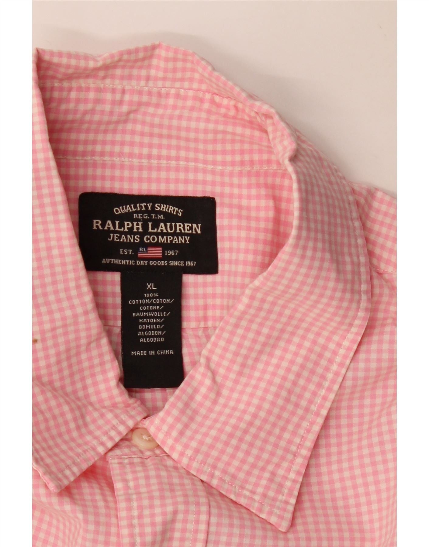 Ralph Lauren Mens Shirt XL Pink Gingham Cotton Size US XL / EU 56 / 4 - 4 Thumbnail