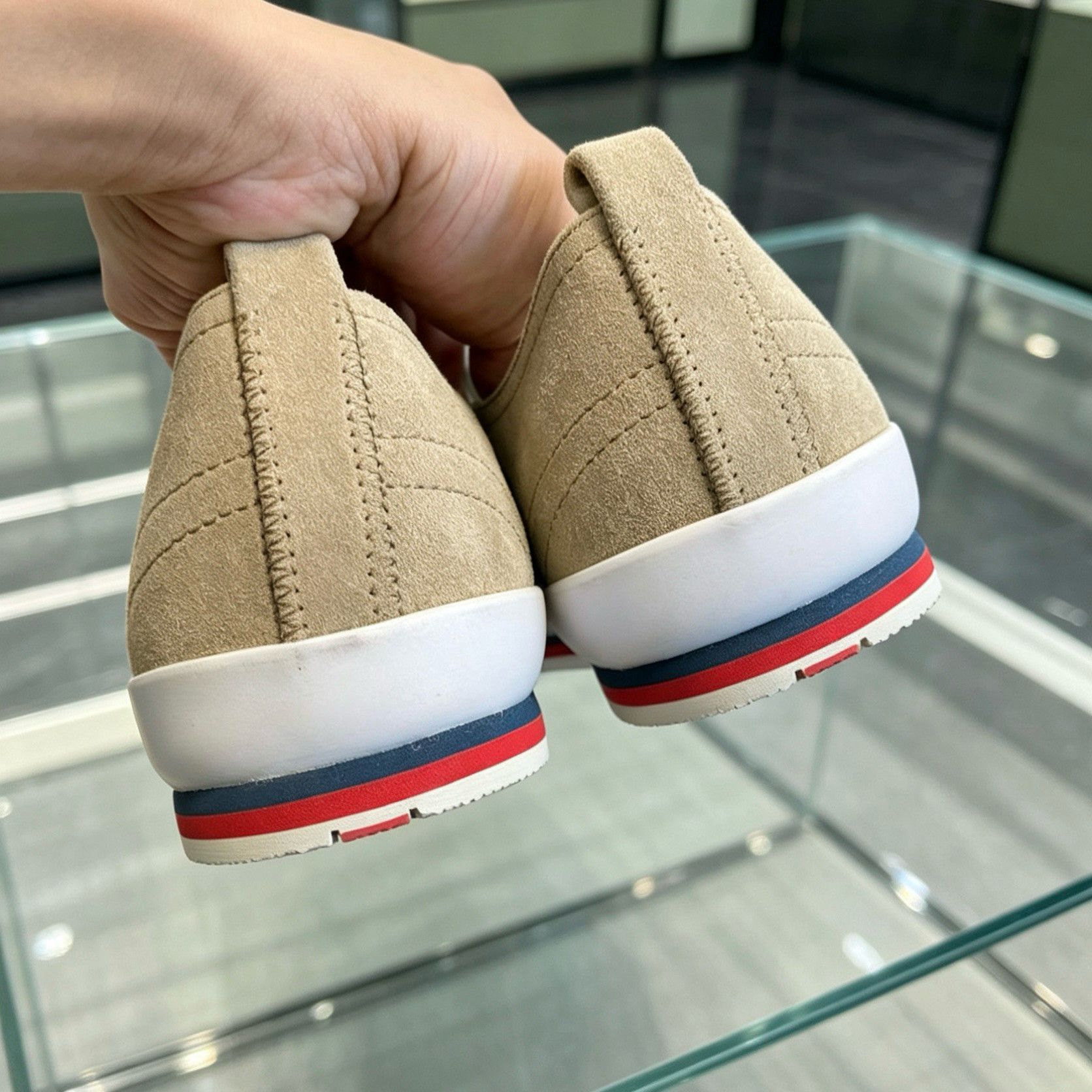 Prada Prada Khaki Suede Stripe Low-Top Sneakers US 8.5 Size US 8.5 / EU 41-42 - 5 Thumbnail