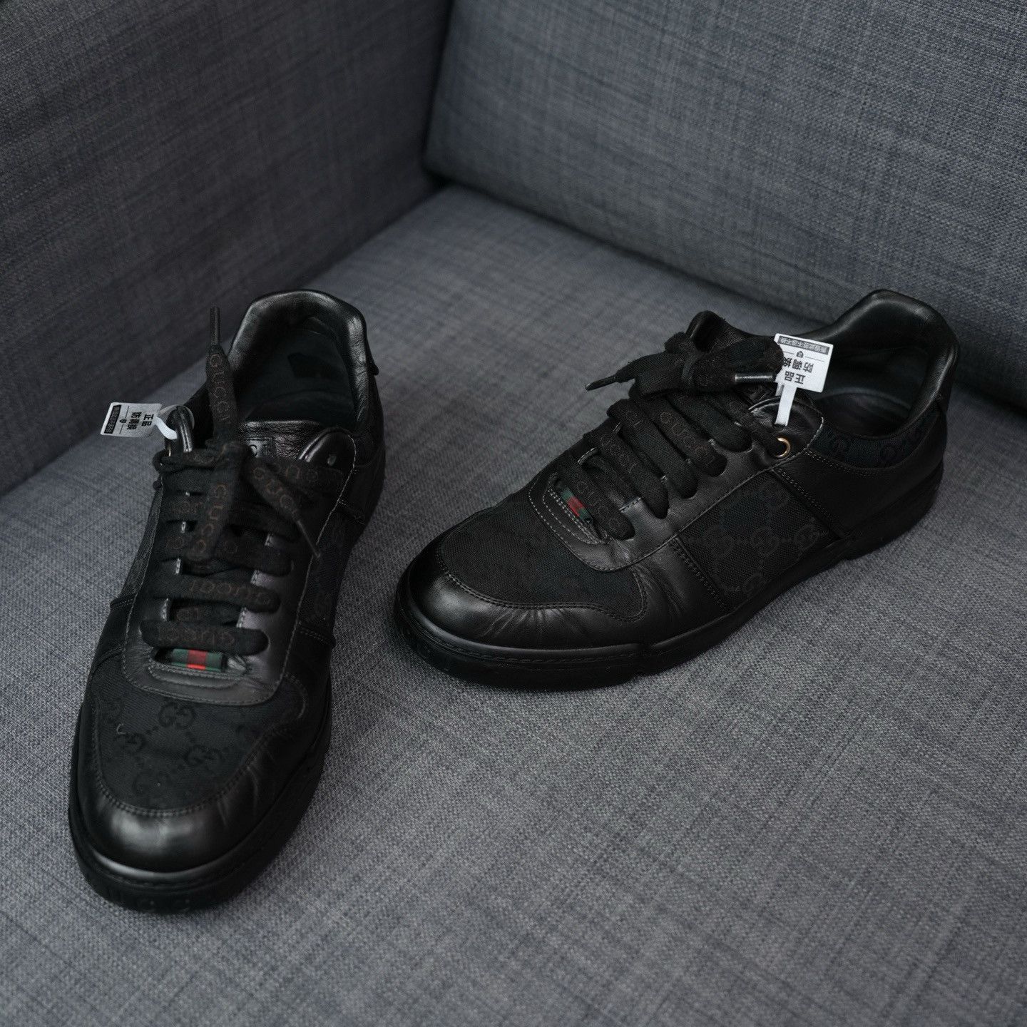 Gucci Gucci GG Monogram Web Leather Sneakers Size 7.5 Size US 7.5 / EU 40-41 - 4 Thumbnail