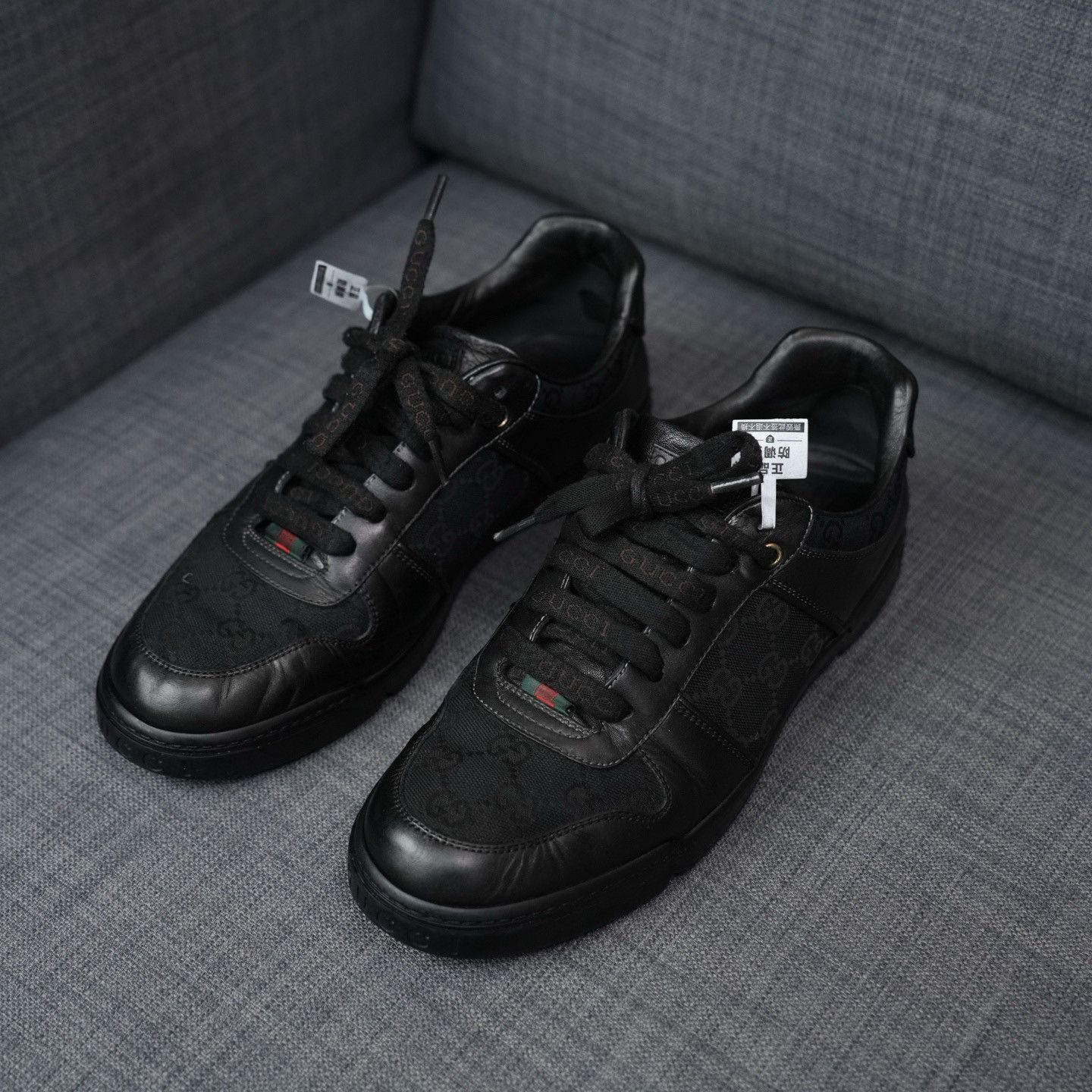 Gucci Gucci GG Monogram Web Leather Sneakers Size 7.5 Size US 7.5 / EU 40-41 - 2 Thumbnail