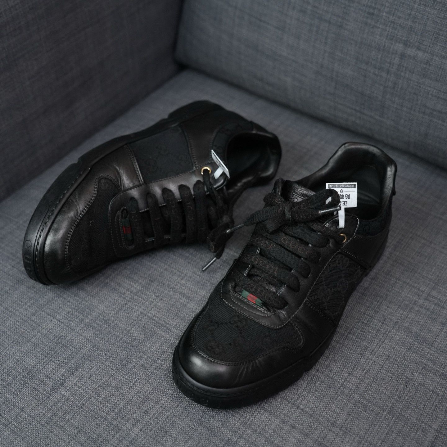 Gucci Gucci GG Monogram Web Leather Sneakers Size 7.5 Size US 7.5 / EU 40-41 - 3 Thumbnail