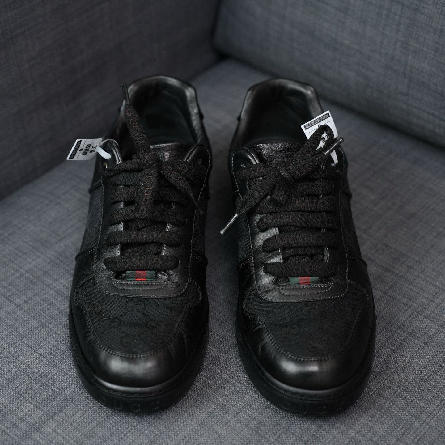 Gucci Gucci GG Monogram Web Leather Sneakers Size 7.5 Size US 7.5 / EU 40-41 - 5 Thumbnail
