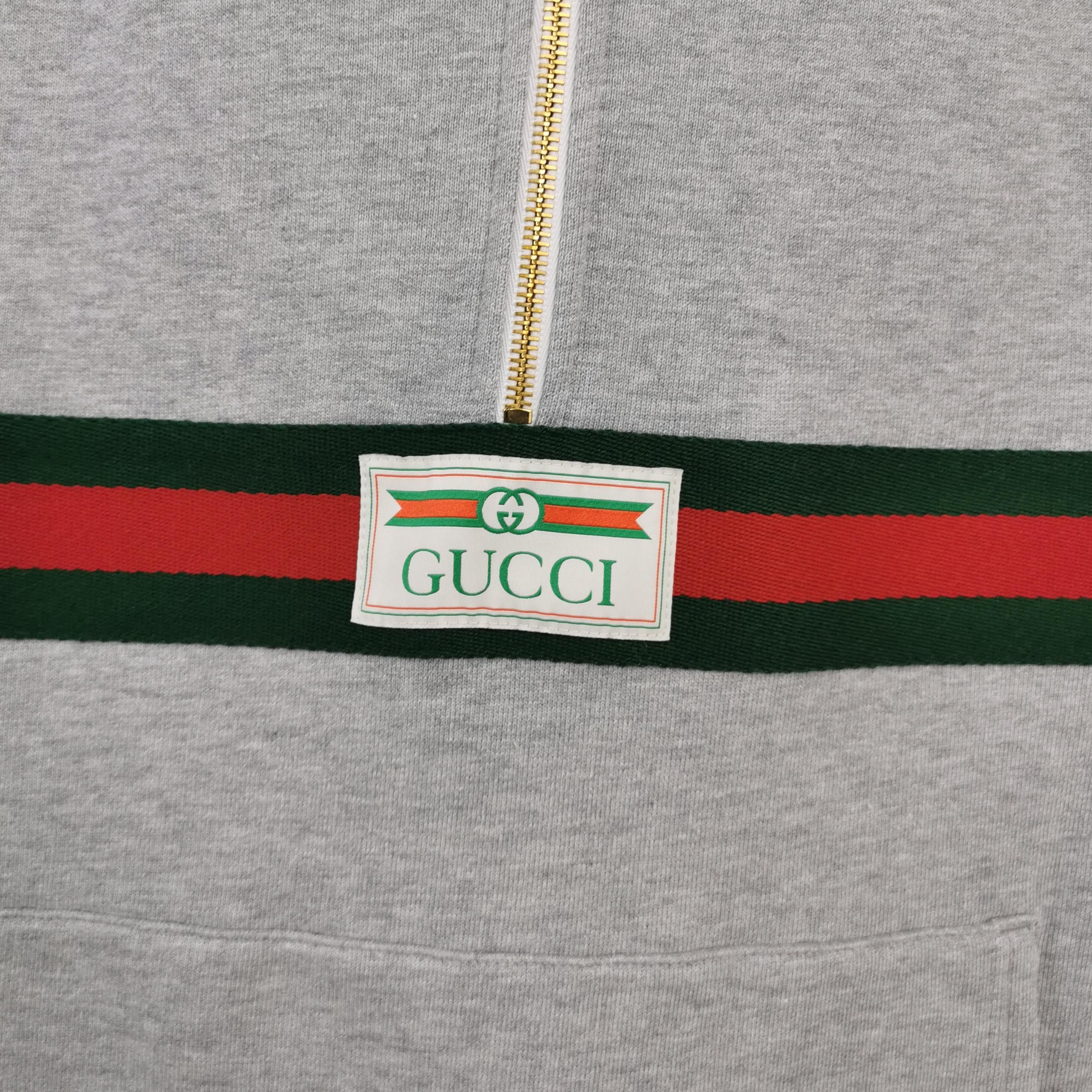 Gucci Gucci Stripe Logo Half-Zip Hoodie Size M Size US M / EU 48-50 / 2 - 4 Thumbnail
