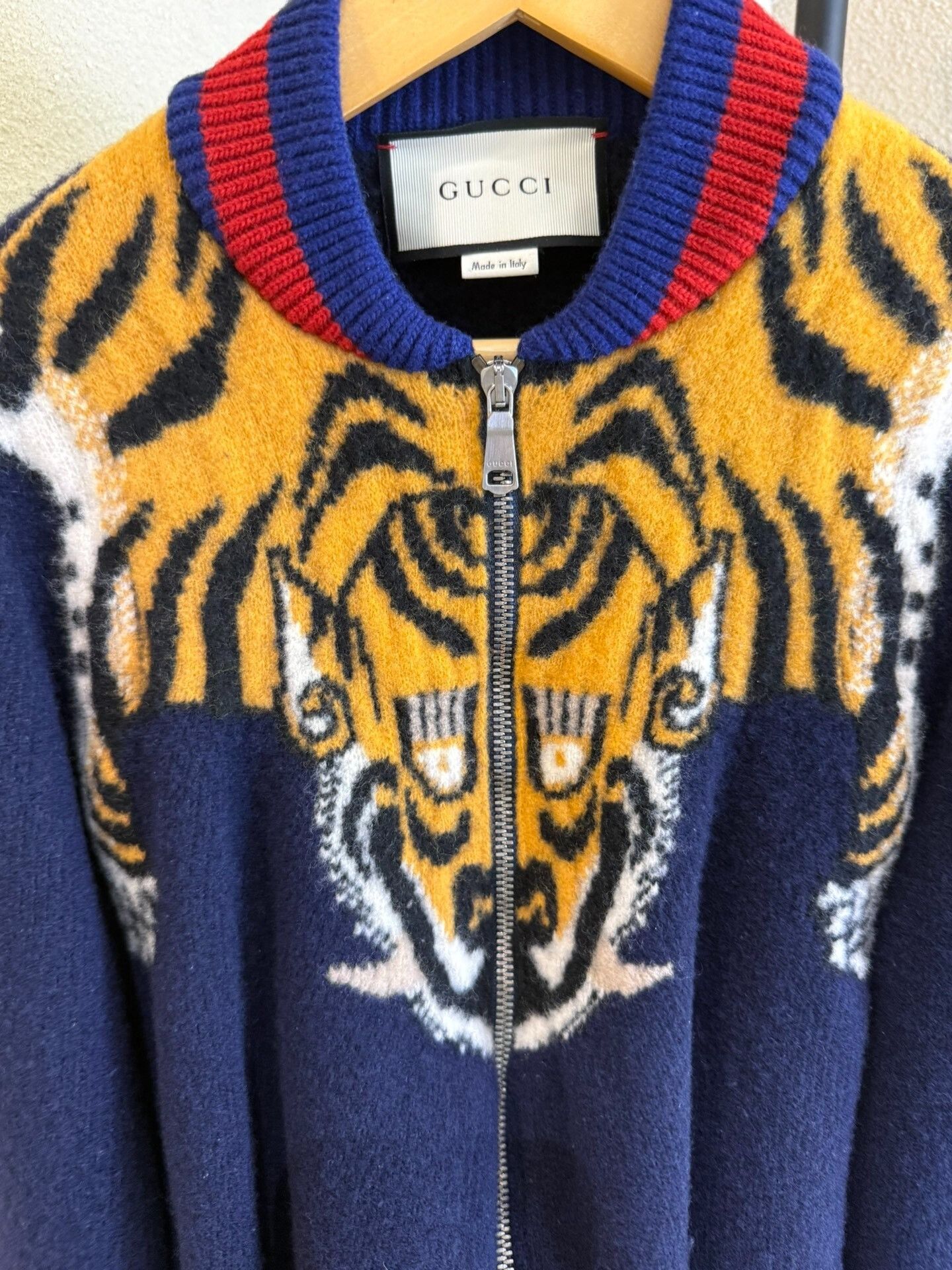 Gucci Gucci Tiger Head Intarsia Wool Zip Sweater Size S Size US S / EU 44-46 / 1 - 5 Thumbnail