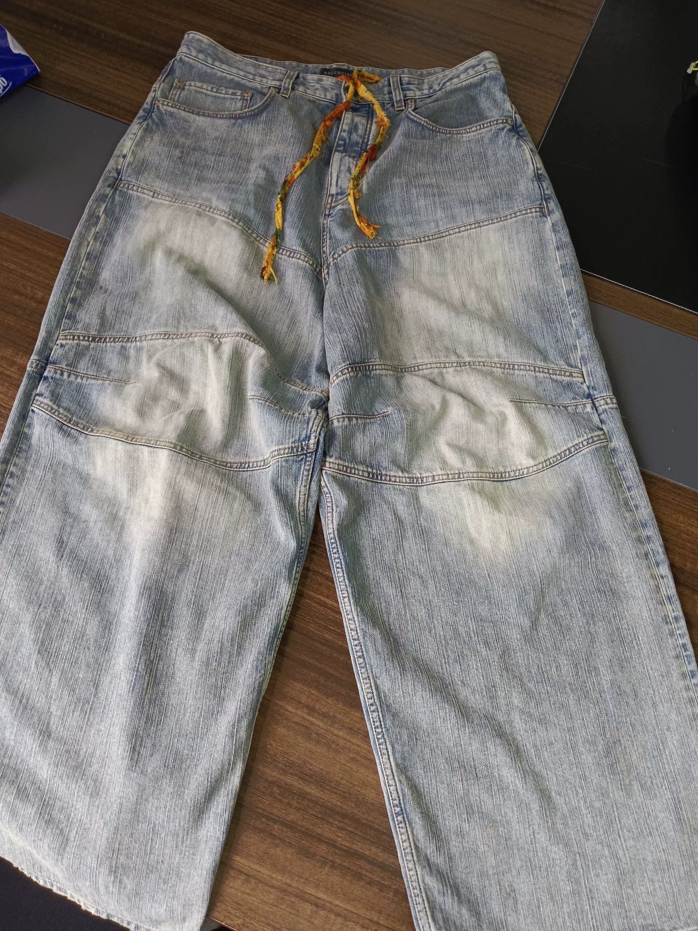 Balenciaga Balenciaga Drawstring Light Blue Panelled Jeans S Size US 30 / EU 46 - 2 Thumbnail