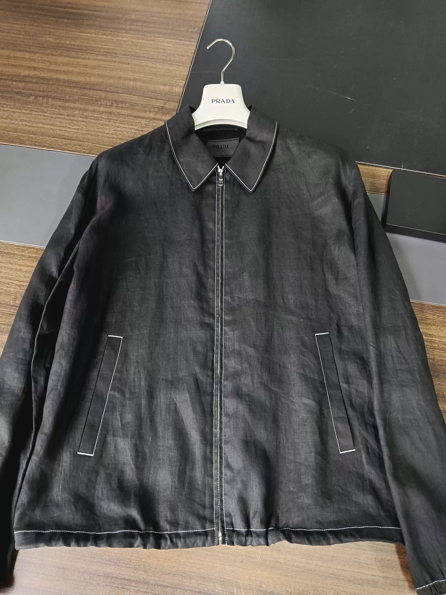 Prada Prada Contrast Stitch Zip Jacket Size S Size US S / EU 44-46 / 1 - 2 Thumbnail