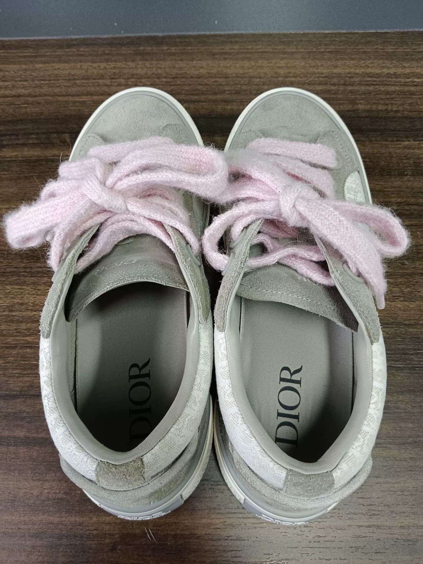 Dior Dior B33 Gray Suede Pink Lace Sneakers EU 42 Size US 9 / EU 42 - 7 Thumbnail