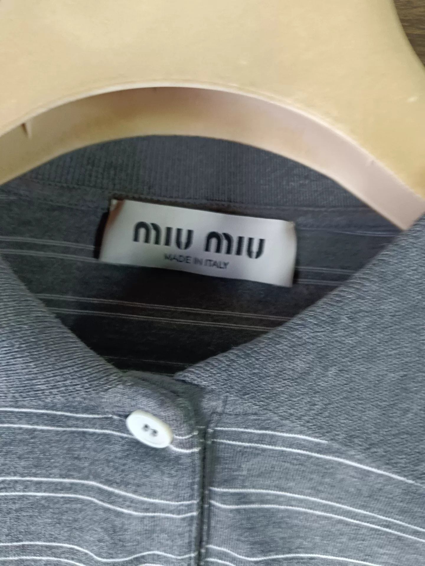 Miu Miu Miu Miu Gray Striped Long Sleeve Polo XS Size XS / US 0-2 / IT 36-38 - 4 Thumbnail