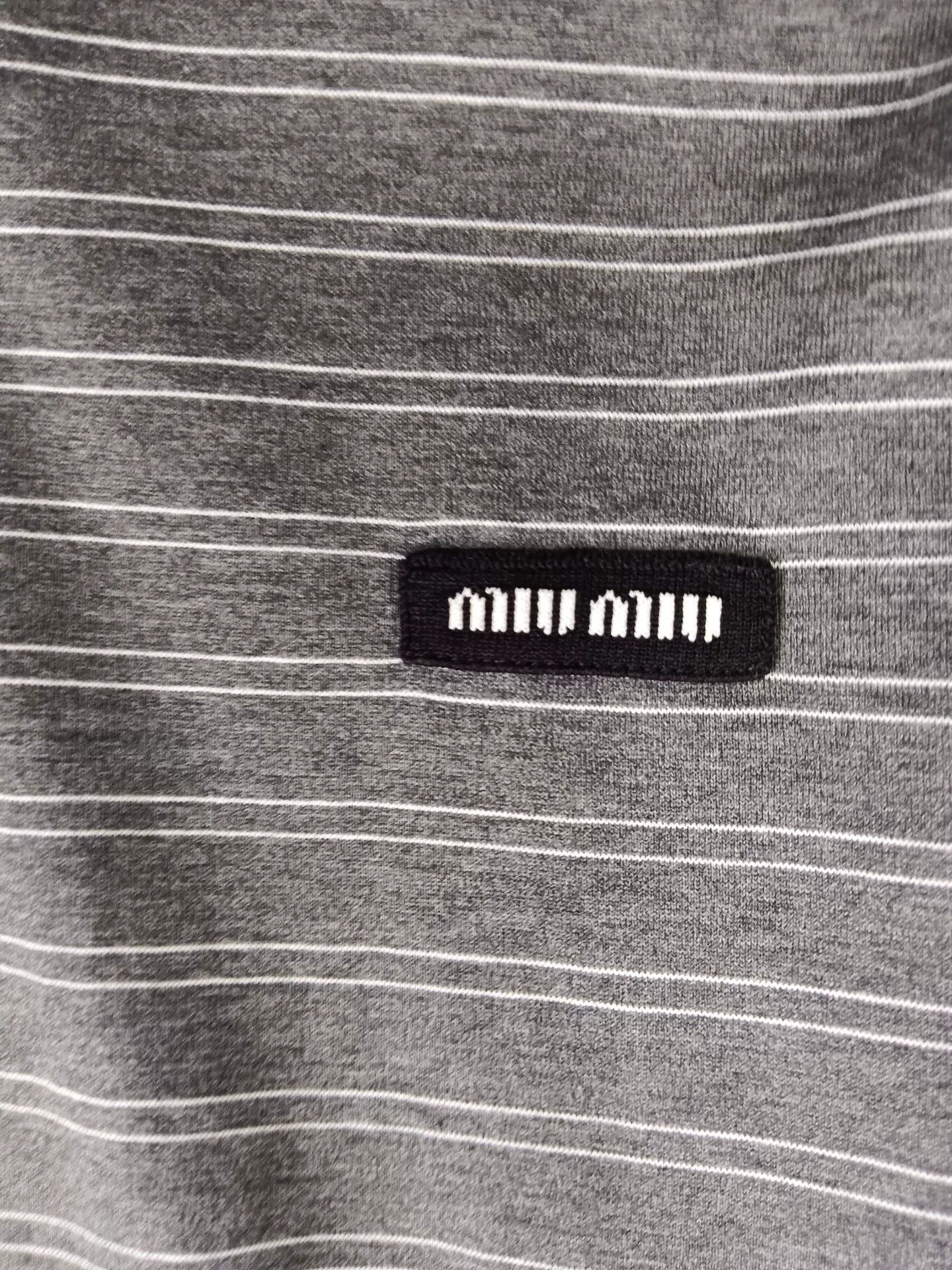 Miu Miu Miu Miu Gray Striped Long Sleeve Polo XS Size XS / US 0-2 / IT 36-38 - 3 Thumbnail