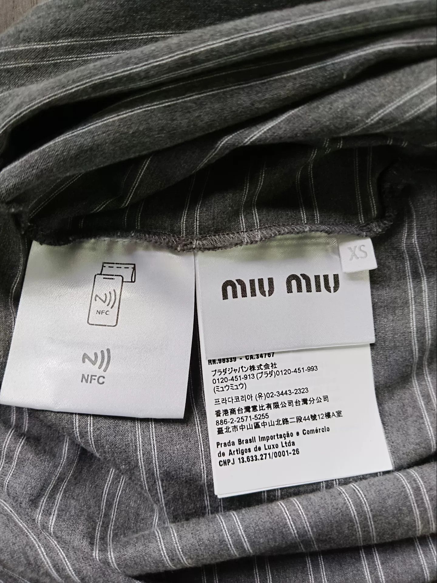 Miu Miu Miu Miu Gray Striped Long Sleeve Polo XS Size XS / US 0-2 / IT 36-38 - 5 Thumbnail