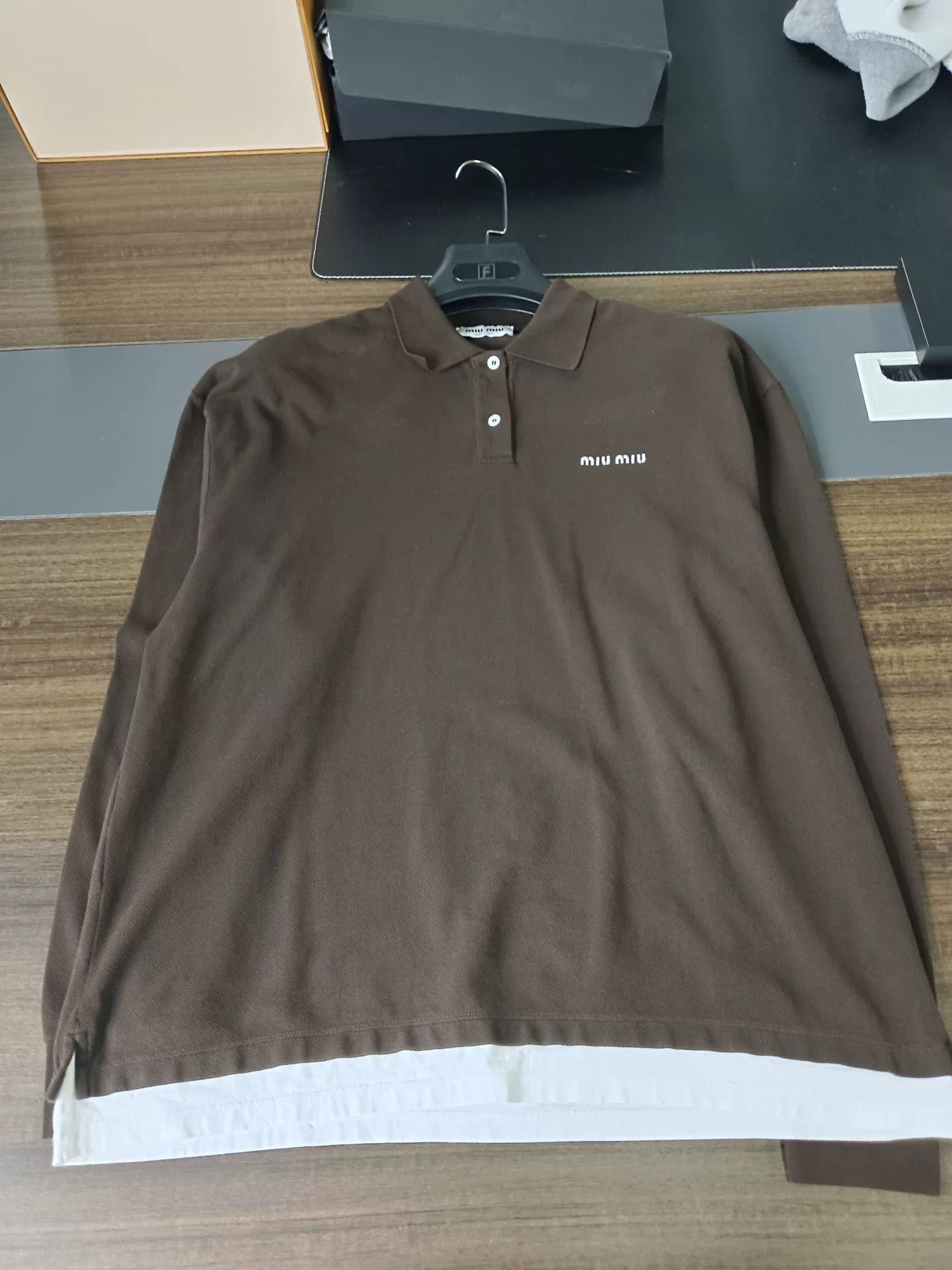 Miu Miu Miu Miu Brown Layered Long Sleeve Polo S Size US S / EU 44-46 / 1 - 2 Thumbnail