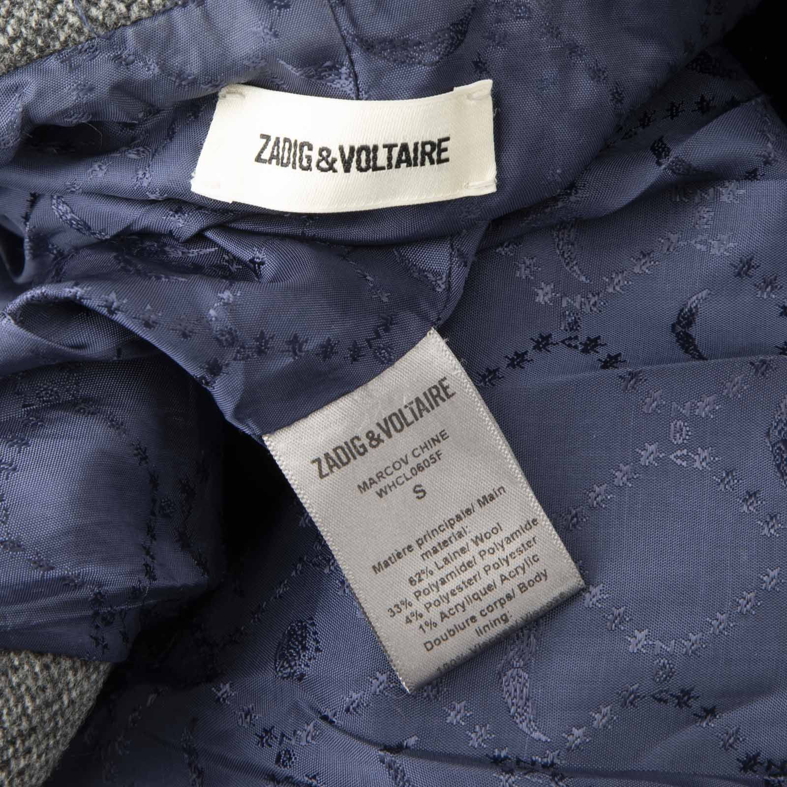 Zadig & Voltaire Grey Wool Double Breasted Coat Size S / US 4 / IT 40 - 4 Thumbnail
