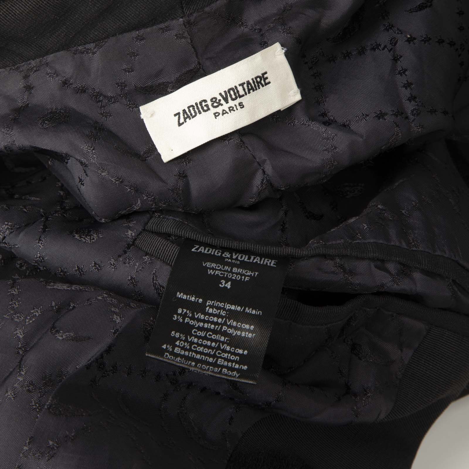 Zadig & Voltaire Black Metallic Sheen Blazer Size XS / US 0-2 / IT 36-38 - 4 Thumbnail