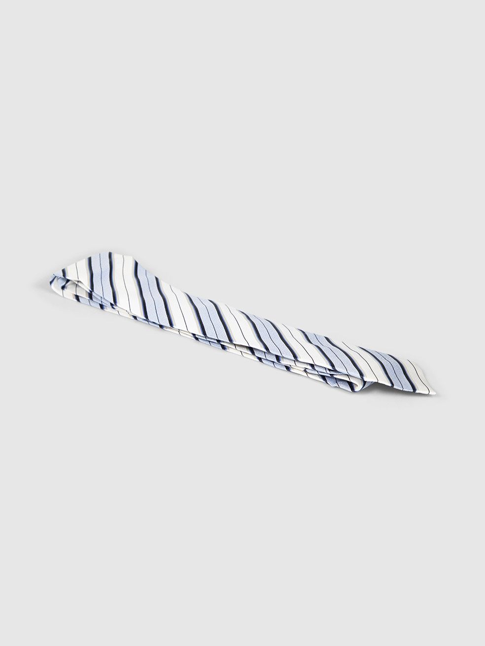 Ermenegildo Zegna Blue & White Striped Silk Tie Size ONE SIZE - 3 Thumbnail