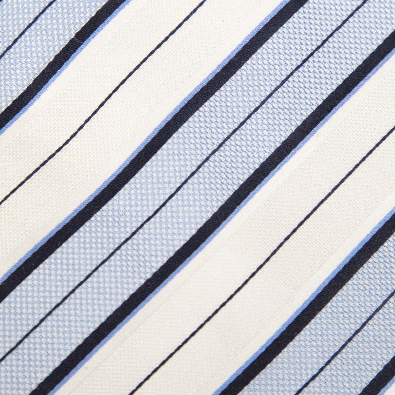 Ermenegildo Zegna Blue & White Striped Silk Tie Size ONE SIZE - 5 Thumbnail