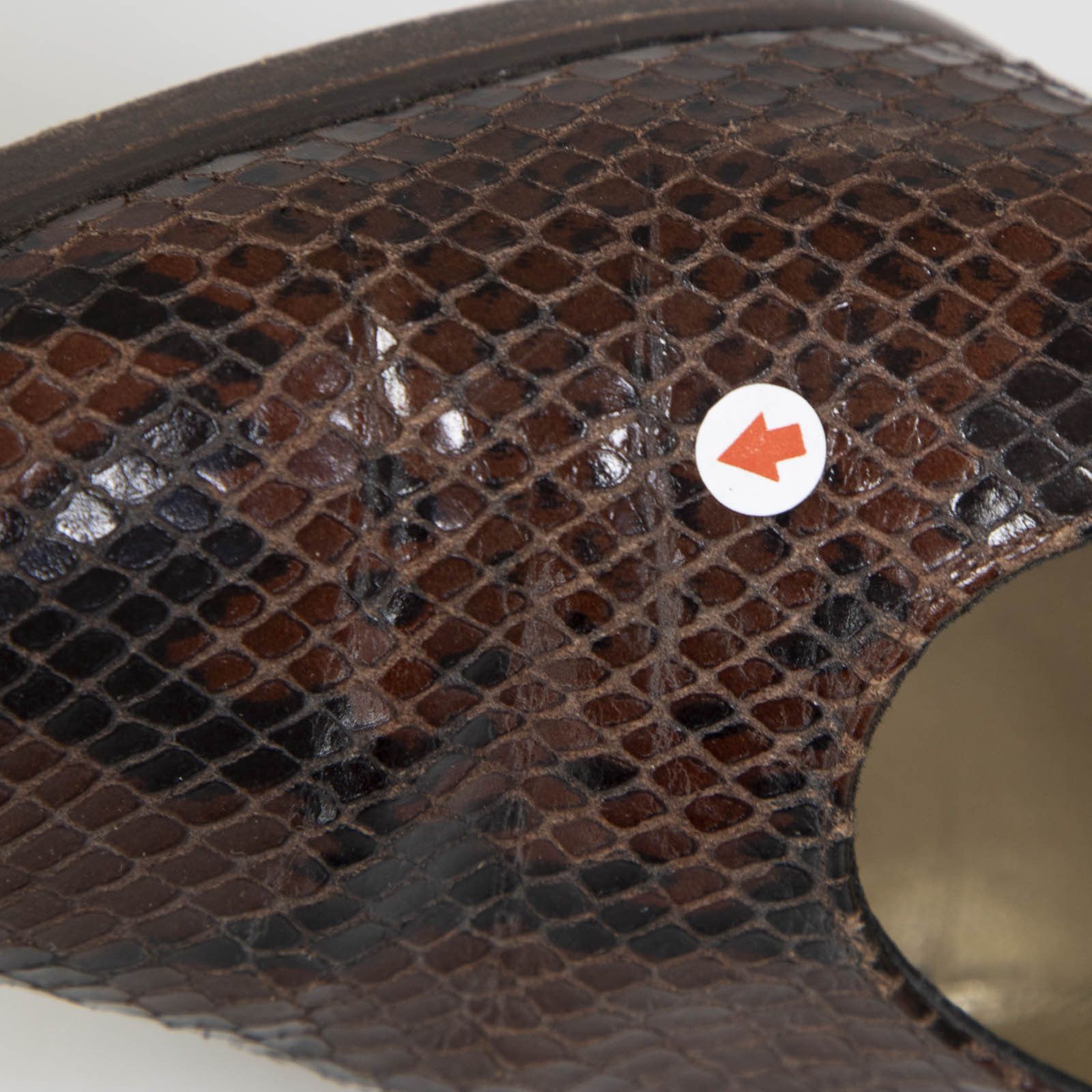 Saint Laurent Paris Vintage Brown Leather Snake Emboss Pumps Size US 7.5 / IT 37.5 - 8 Thumbnail