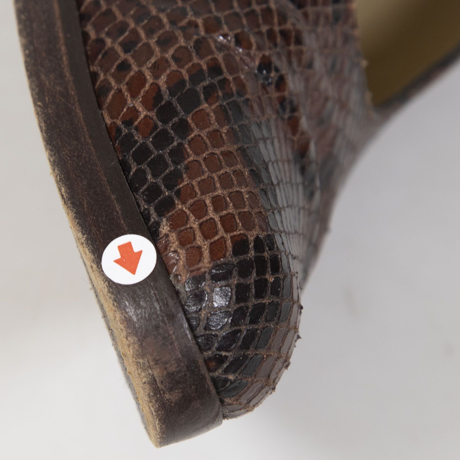 Saint Laurent Paris Vintage Brown Leather Snake Emboss Pumps Size US 7.5 / IT 37.5 - 10 Thumbnail