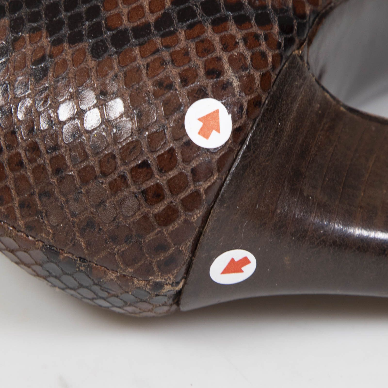 Saint Laurent Paris Vintage Brown Leather Snake Emboss Pumps Size US 7.5 / IT 37.5 - 11 Thumbnail